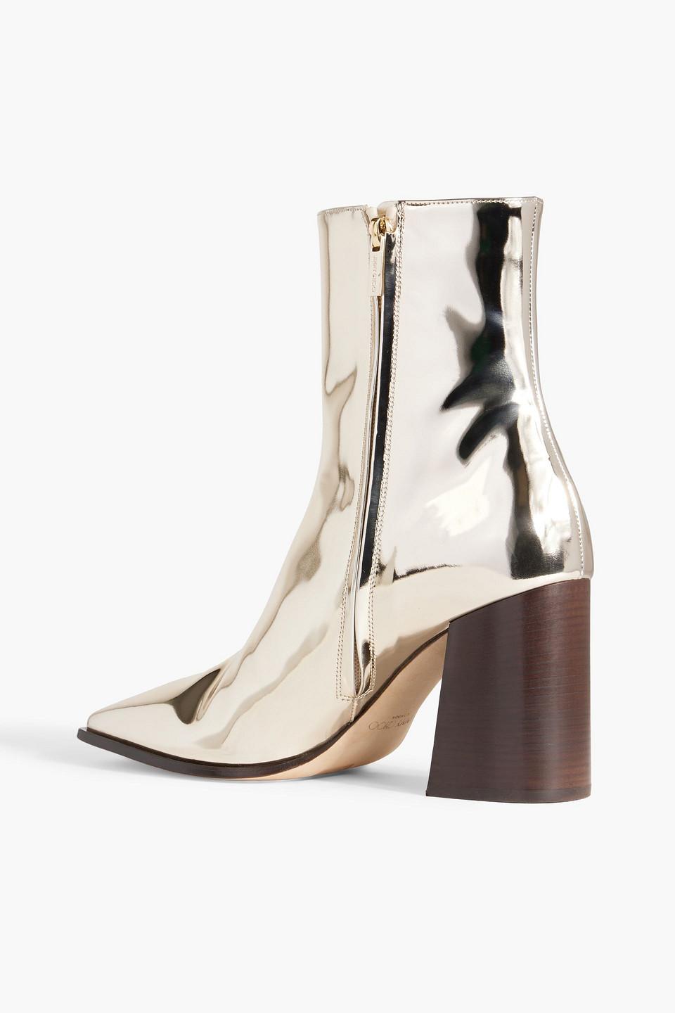 Jimmy Choo Bryelle 85 Mirrored-leather Ankle Boots in White | Lyst
