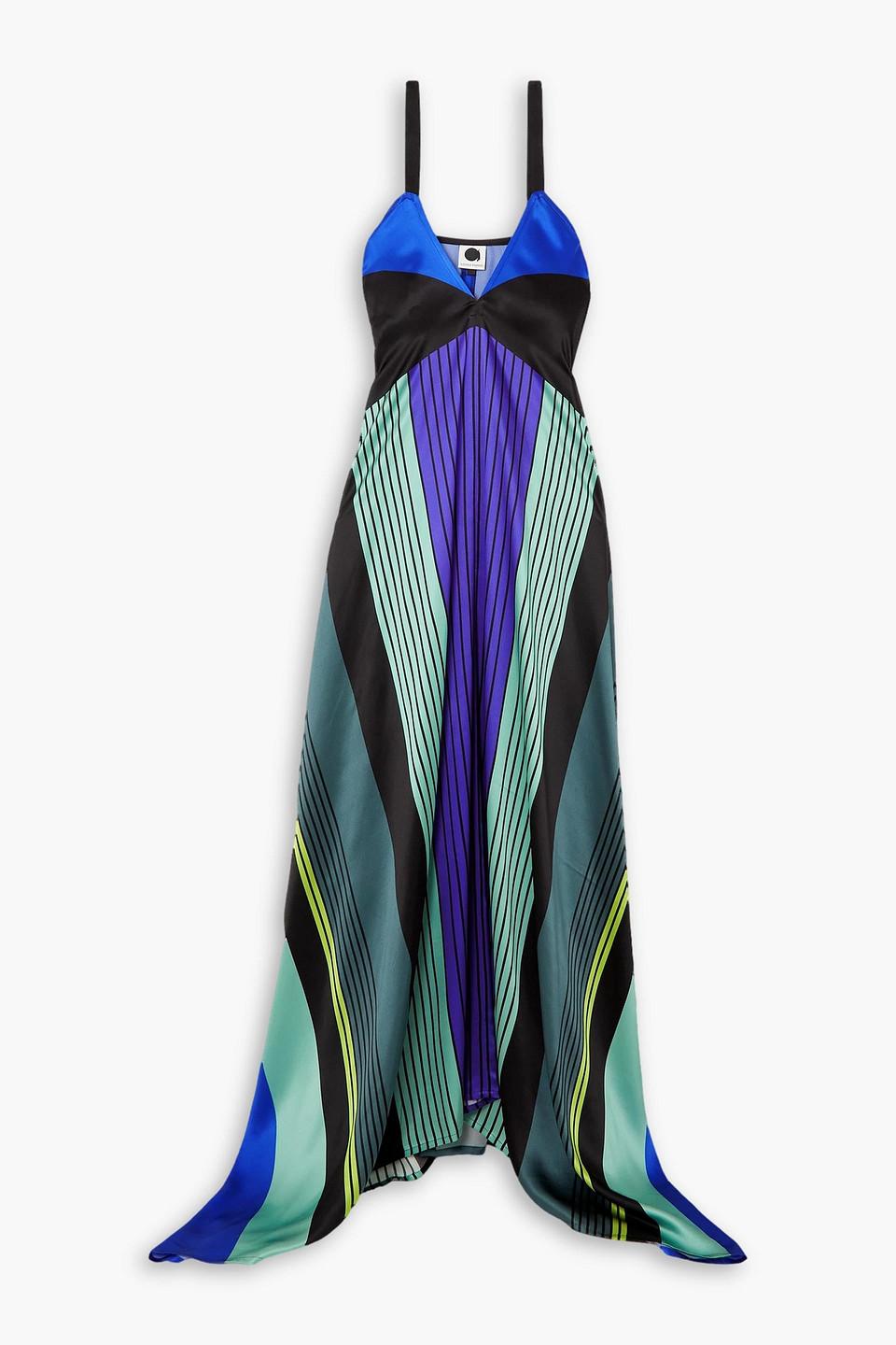 Louisa Parris Kitty poiret bedrucktes maxikleid aus seidensatin