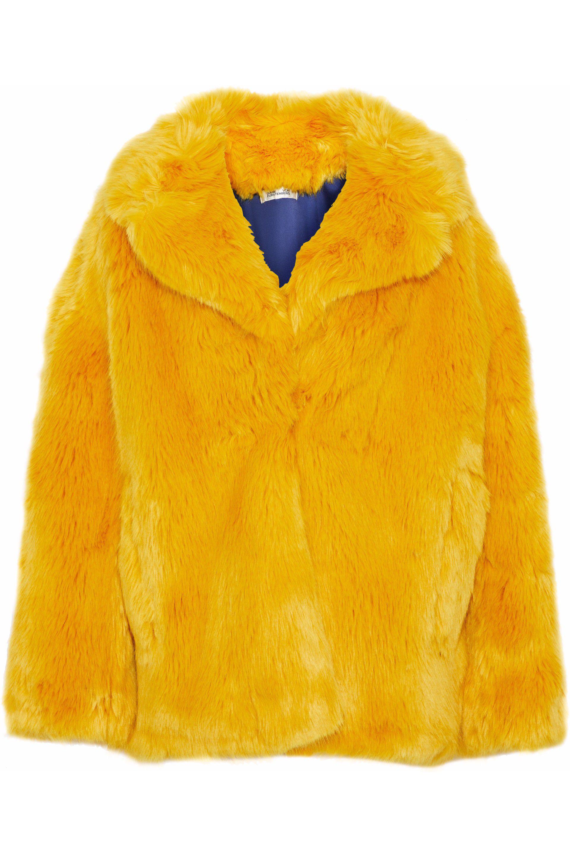 Diane von Furstenberg Woman Faux Fur Coat Marigold in Saffron (Yellow ...
