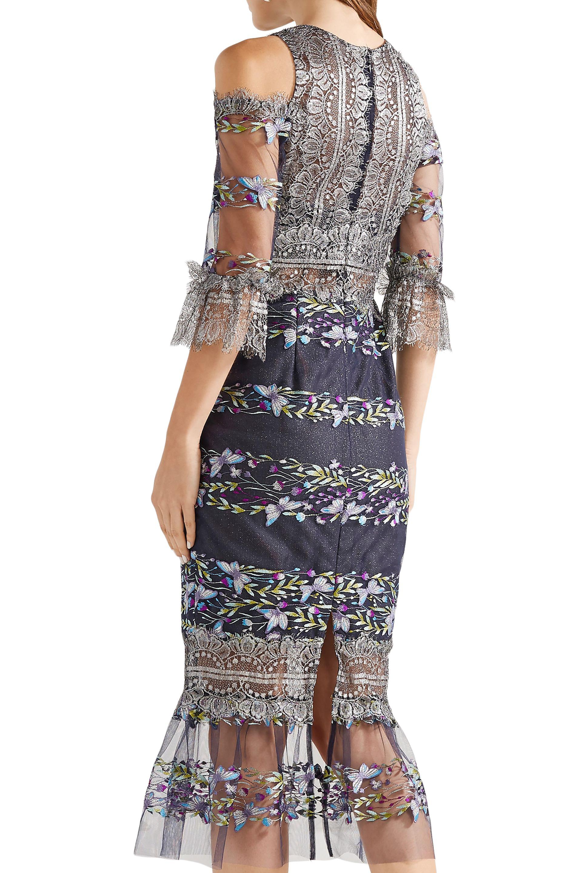 marchesa notte cold shoulder dress