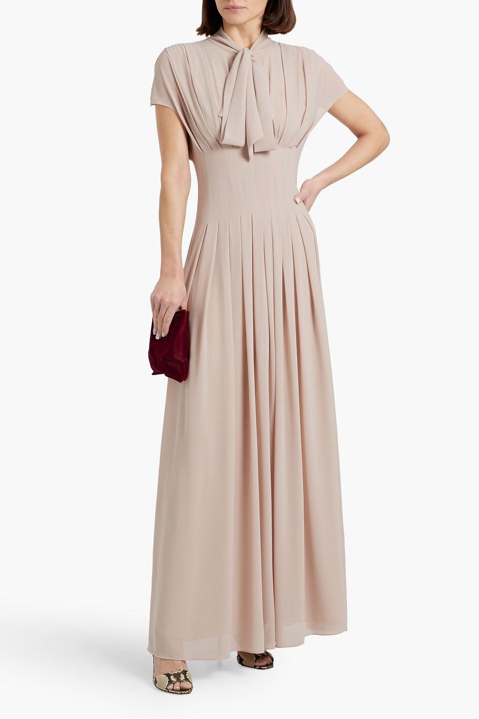 open lace back dress Mikael Aghal Tie Neck Dress, US 12