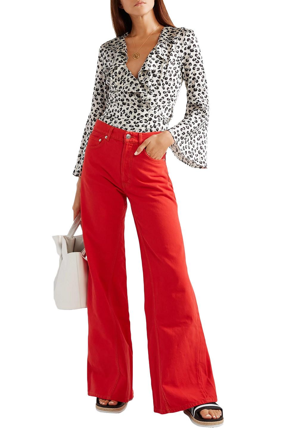 red high rise jeans