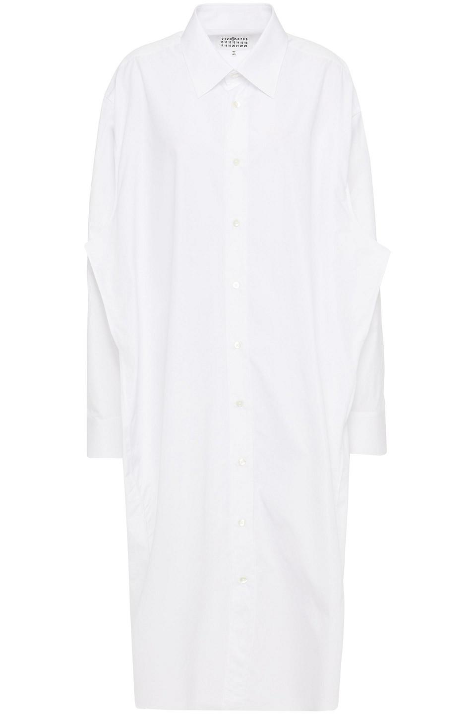 Maison Margiela Oversized Draped Cotton-poplin Midi Shirt Dress in 