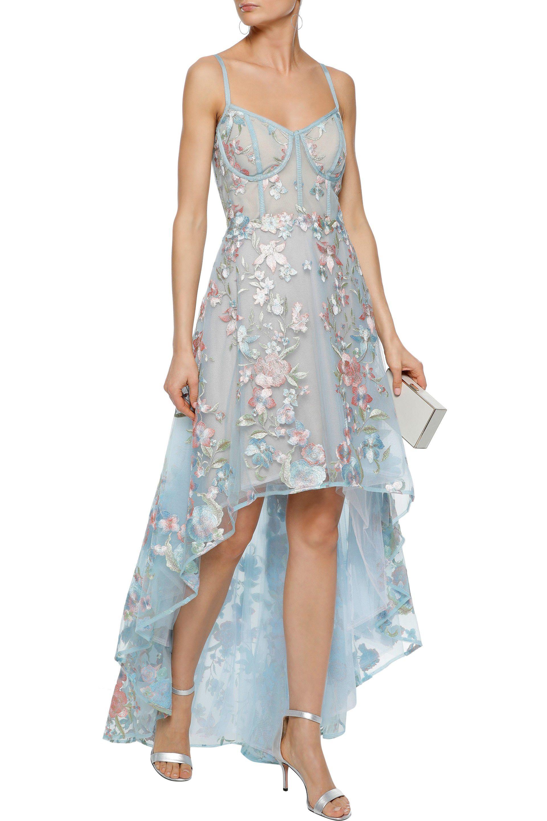 Marchesa notte Asymmetric Embroidered ...