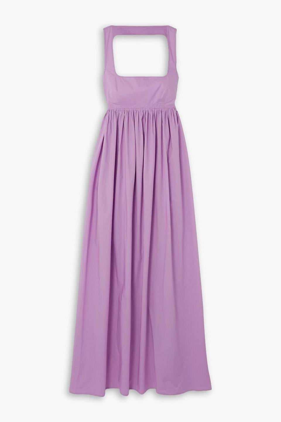 oroton purple dress Oroton Open-back Cotton-poplin Maxi Dress in Purple