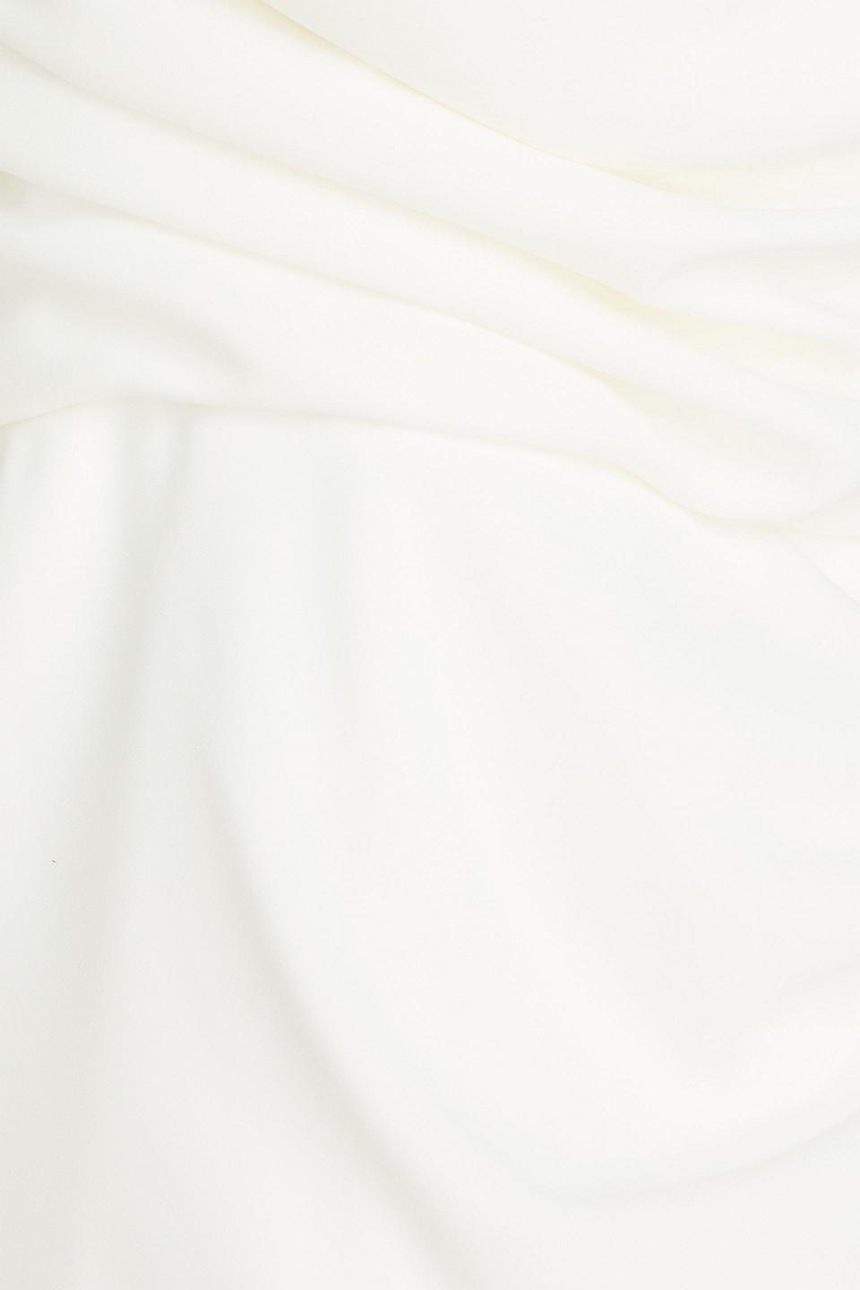 costarellos nandi off-the-shoulder draped crepe mini dress Costarellos - Nandi Off-The-Shoulder Crystal-Embellished Tulle And Crepe Mini Dress - White