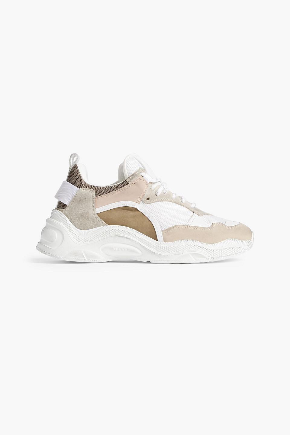 IRO Curverunner Distressed Leather, Suede And Mesh Sneakers | Lyst
