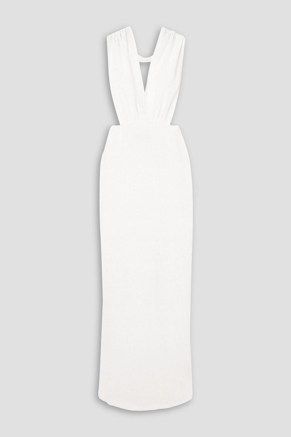white halter neck dress maxi Rhoda | White Twist Halter-Neck Cape Maxi Dress main image 0