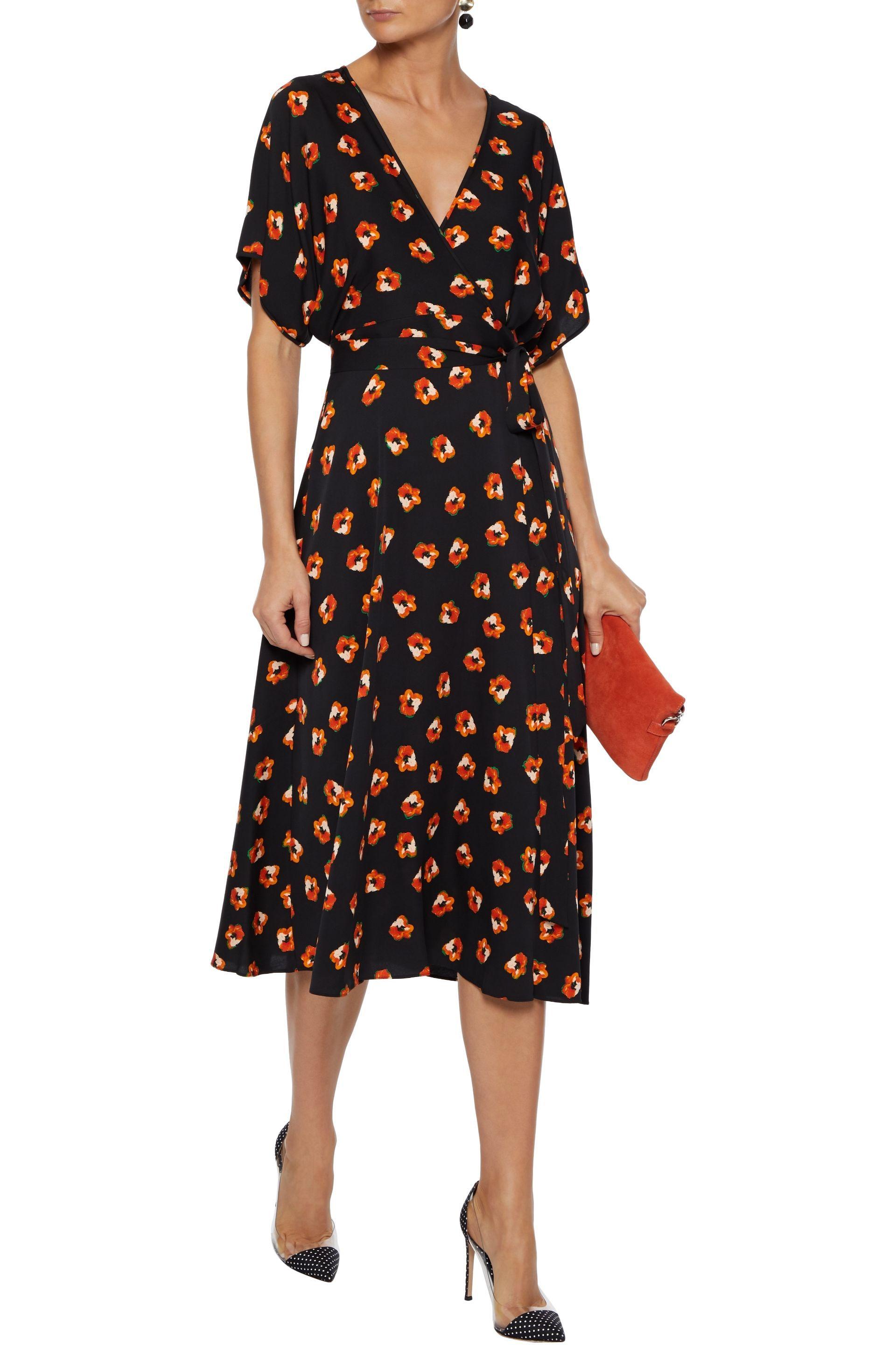 Diane von Furstenberg Kelsey Floral-print Stretch-silk Midi Wrap Dress ...
