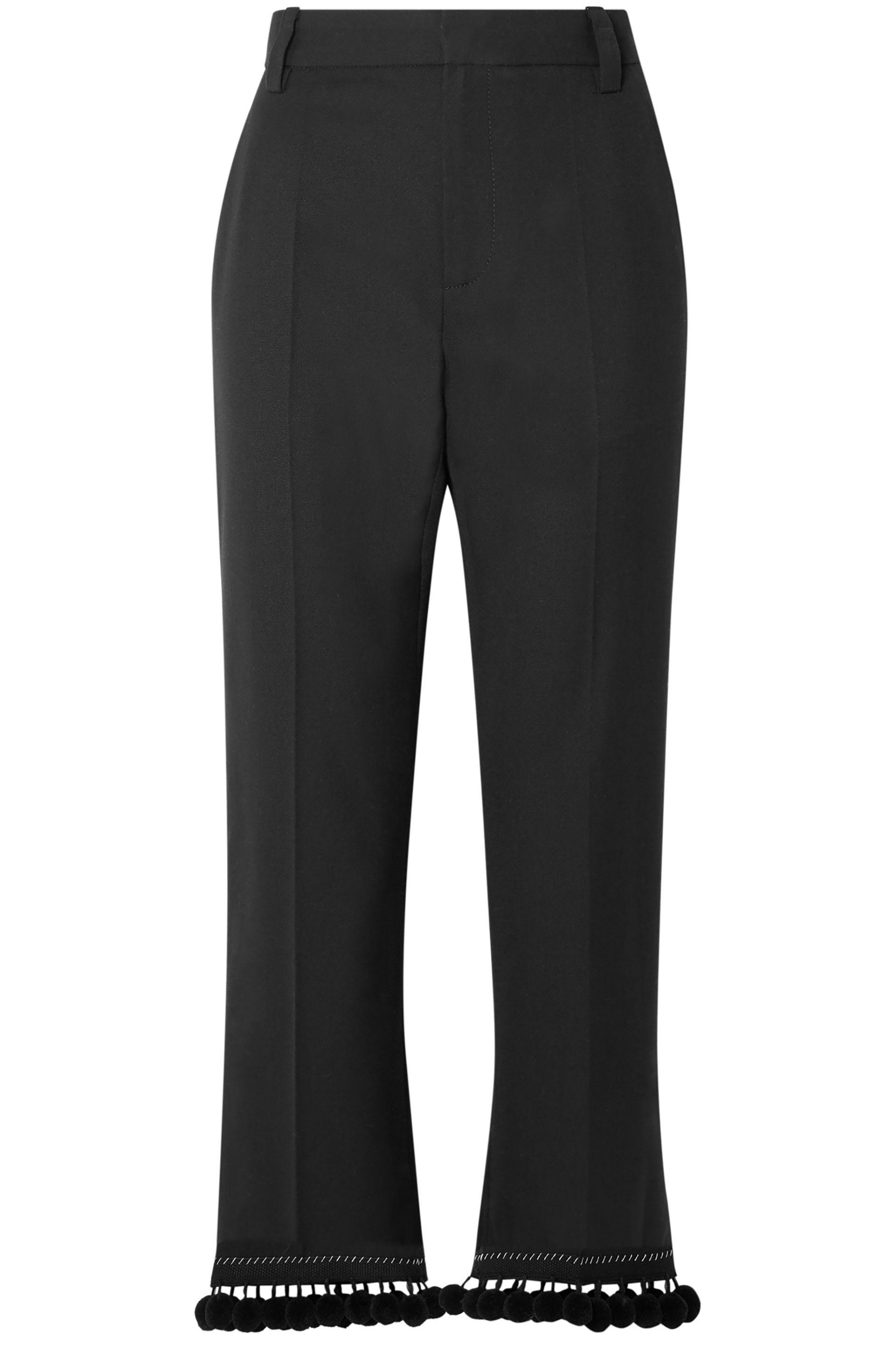Marc Jacobs Wool Pompom-embellished Crepe Straight-leg Pants Black ...