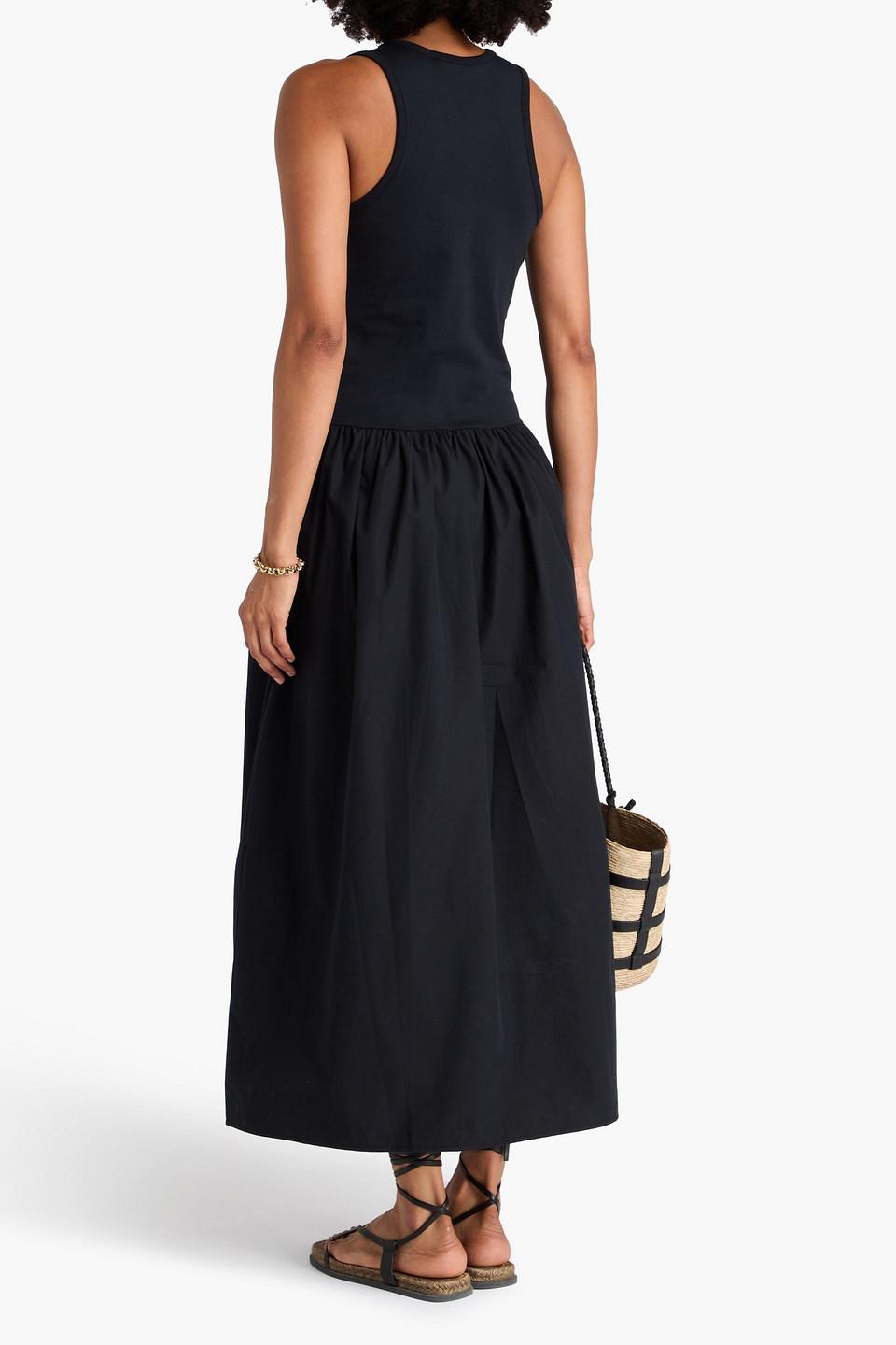 FRAME Cotton-Jersey And Poplin Maxi Dress in Black | Lyst