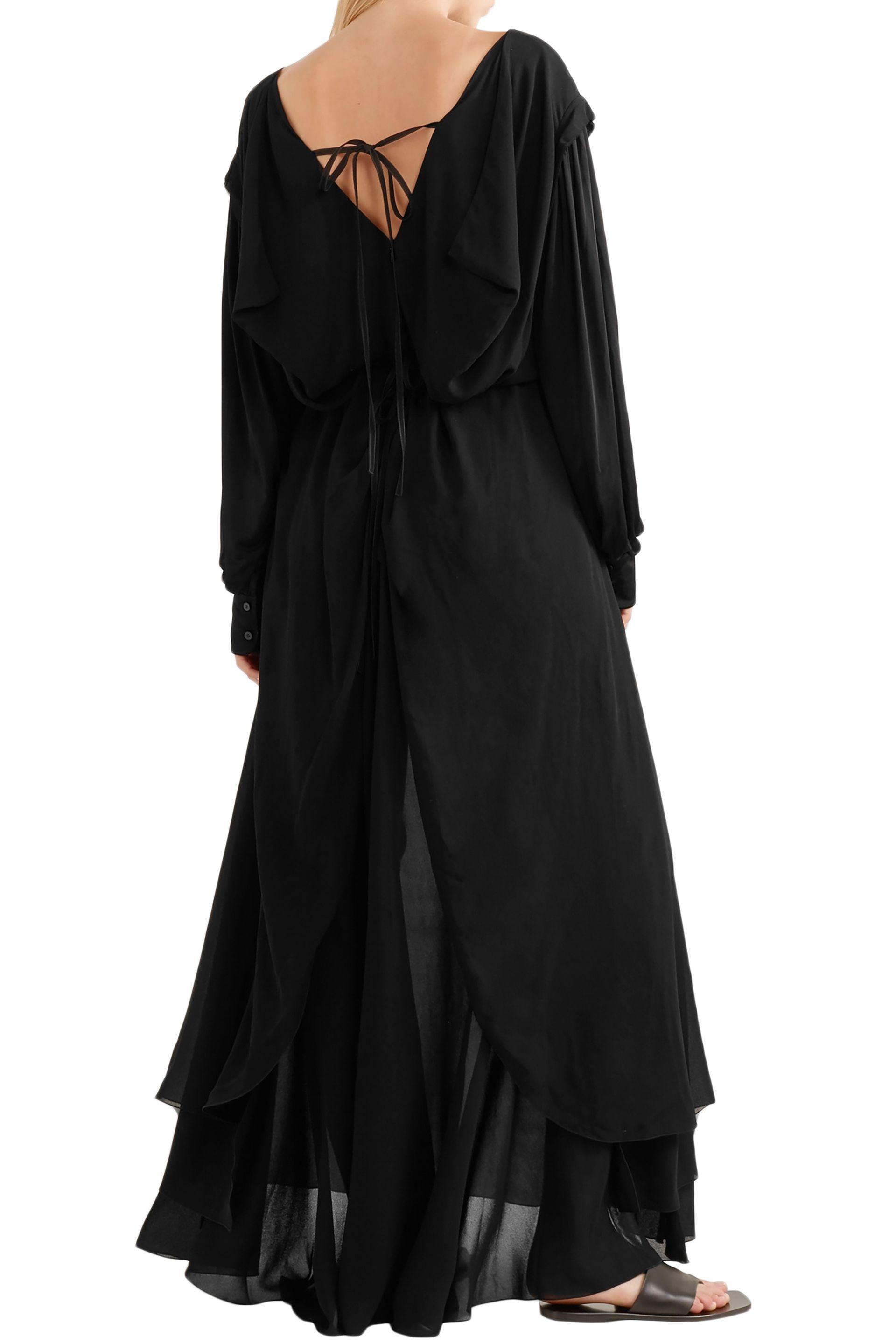 draped chiffon maxi dress