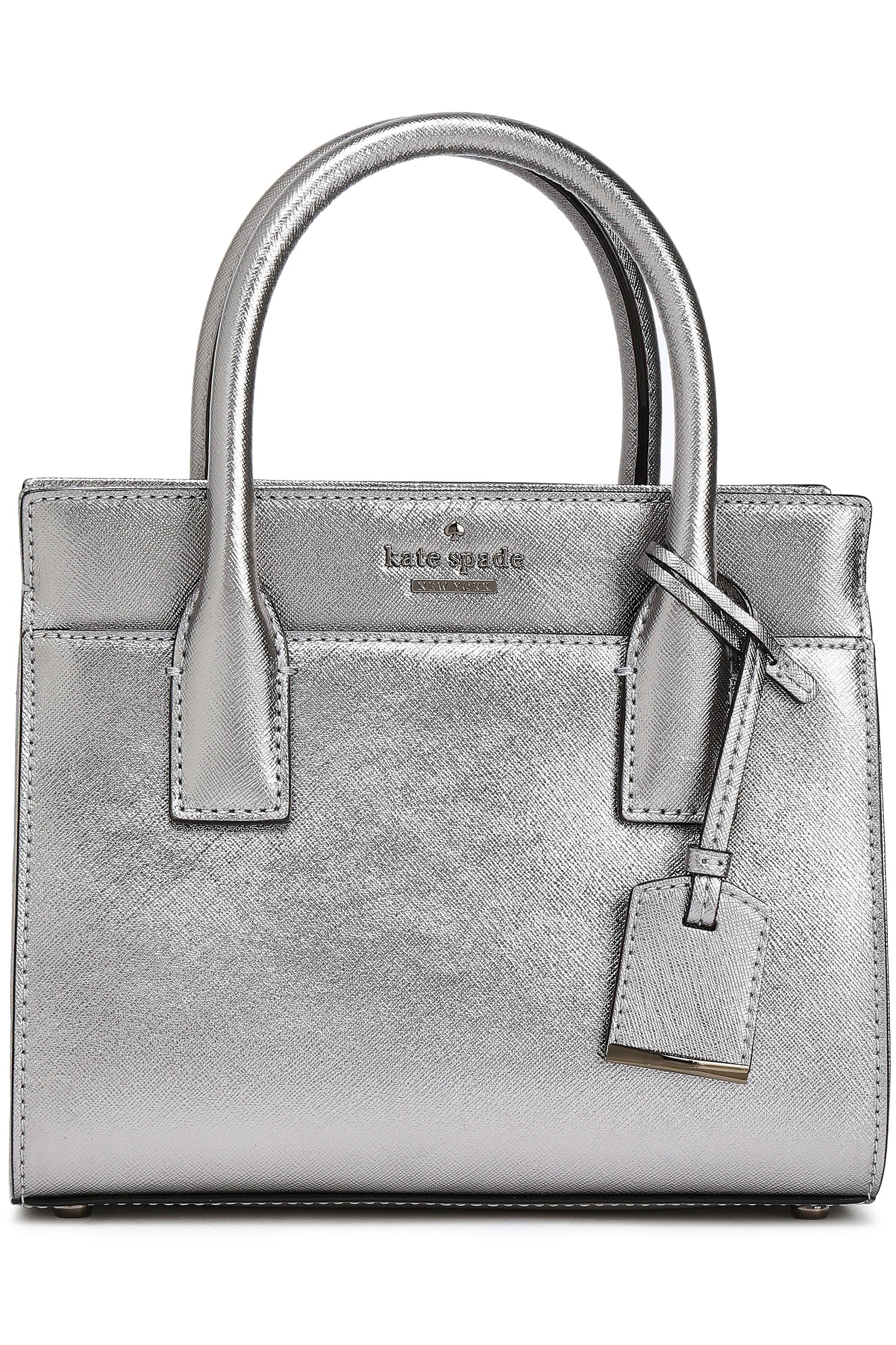 Kate Spade Metallic Texturedleather Shoulder Bag Silver Lyst