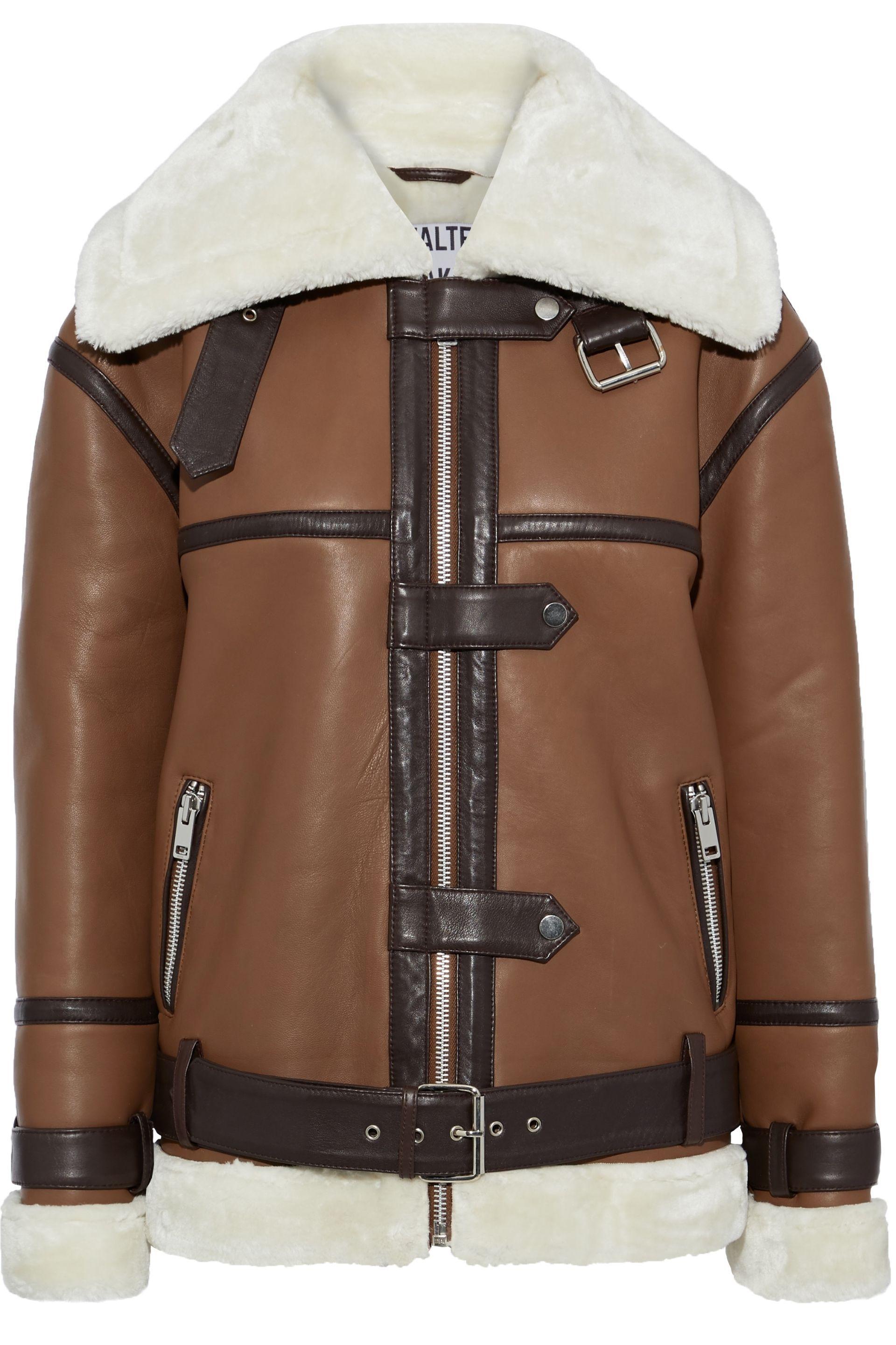 Walter Baker Kat Faux Fur Trim Lamb Leather Jacket in Brown - Save 28%