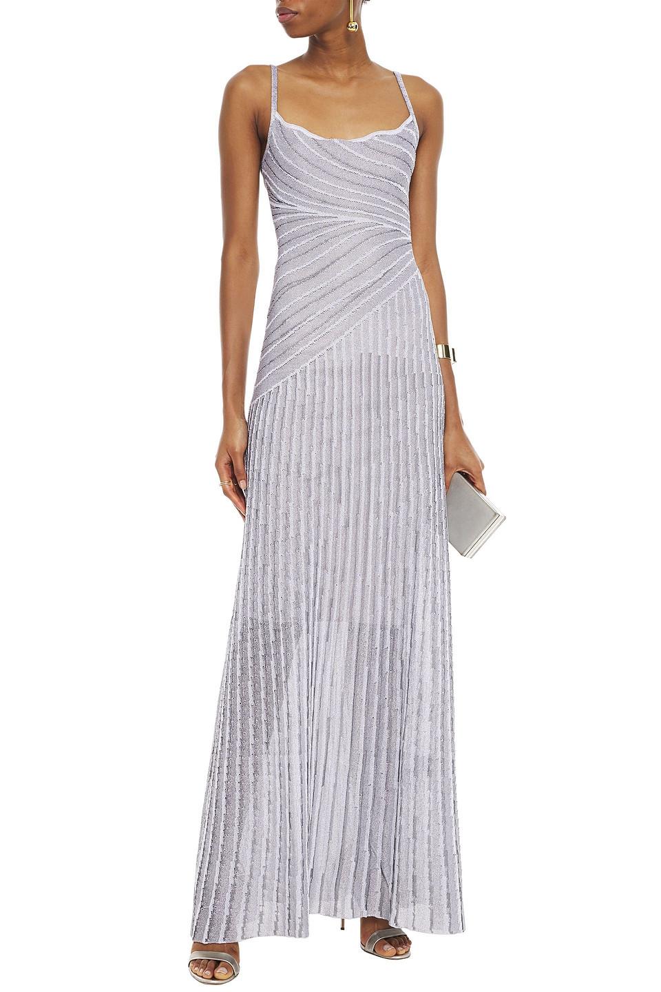 Just Cavalli Striped Metallic Crochet knit Maxi Slip Dress Lyst