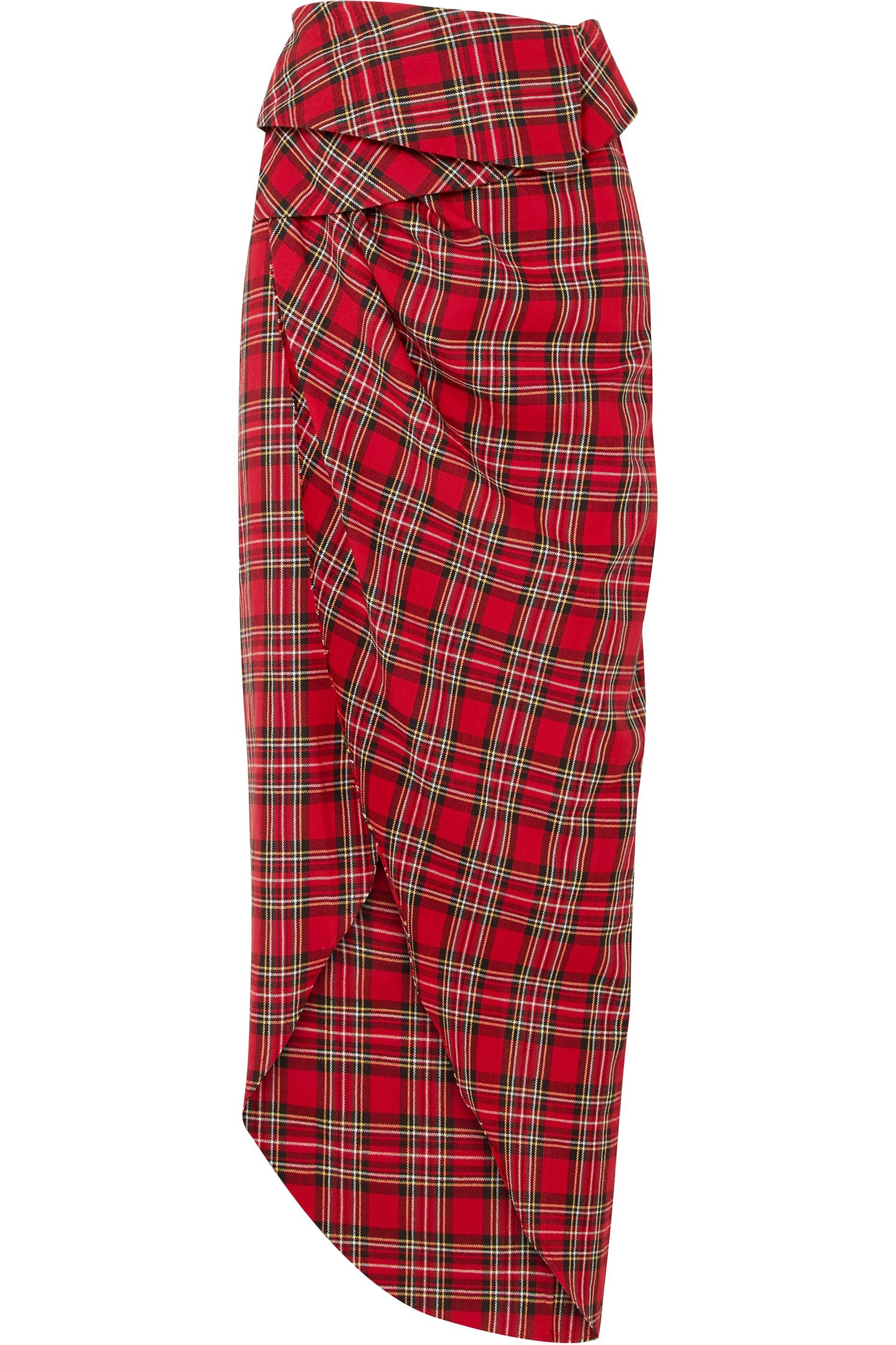 Awake Checked Cottonflannel Midi Wrap Skirt Red Save 13 Lyst