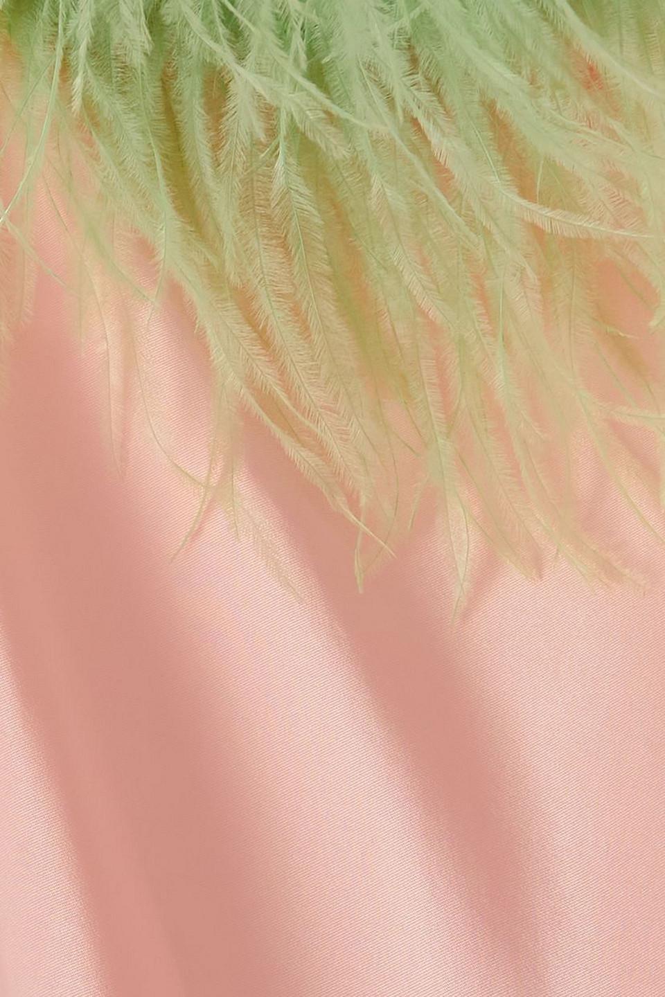 Sleeper Boheme Feather-trimmed Ecoverotm-satin Chemise in