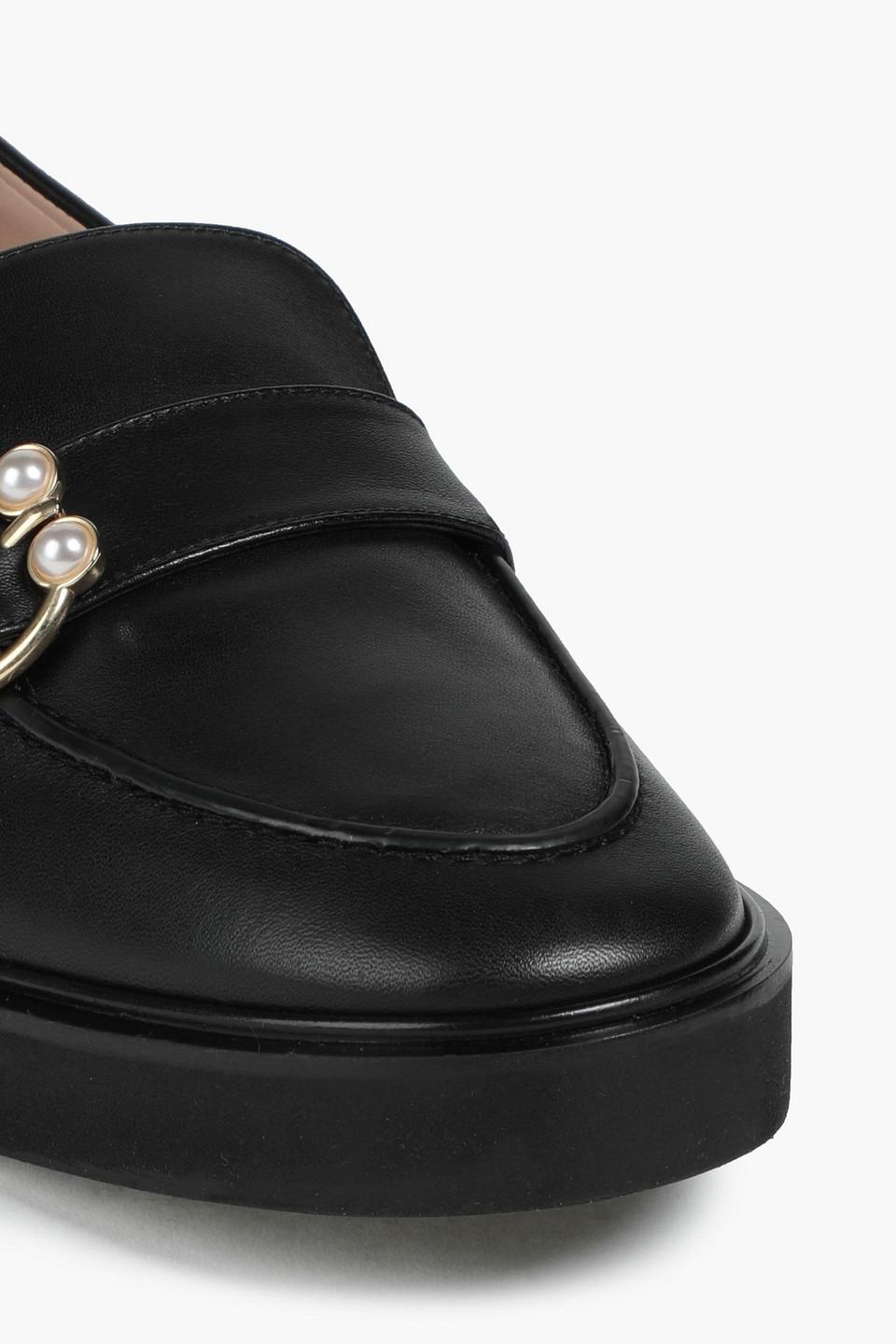 Stuart Weitzman Embellished Leather Loafers in Black | Lyst