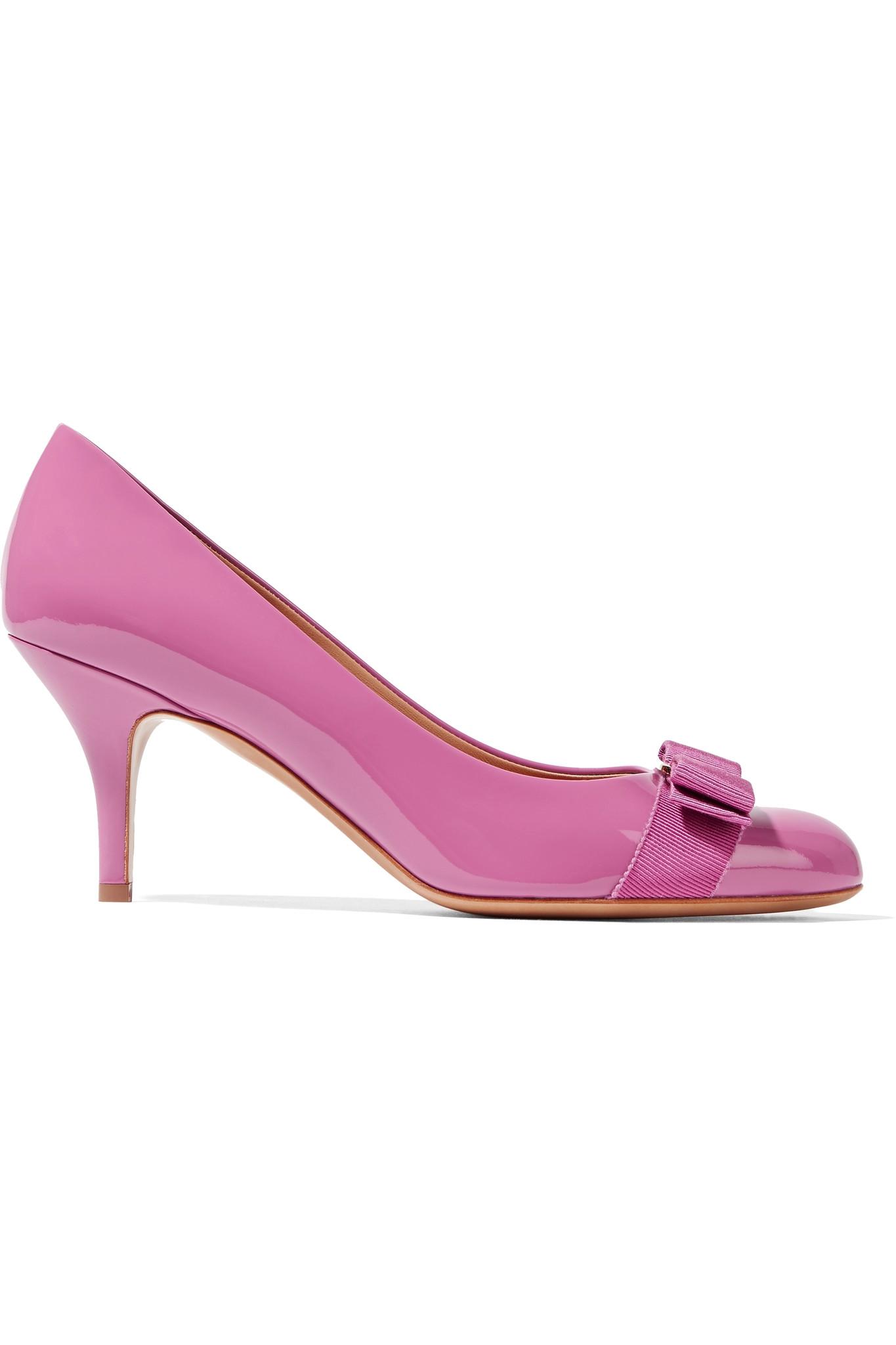 Ferragamo Carla 70 Embellished Patent-leather Pumps in Pink - Lyst
