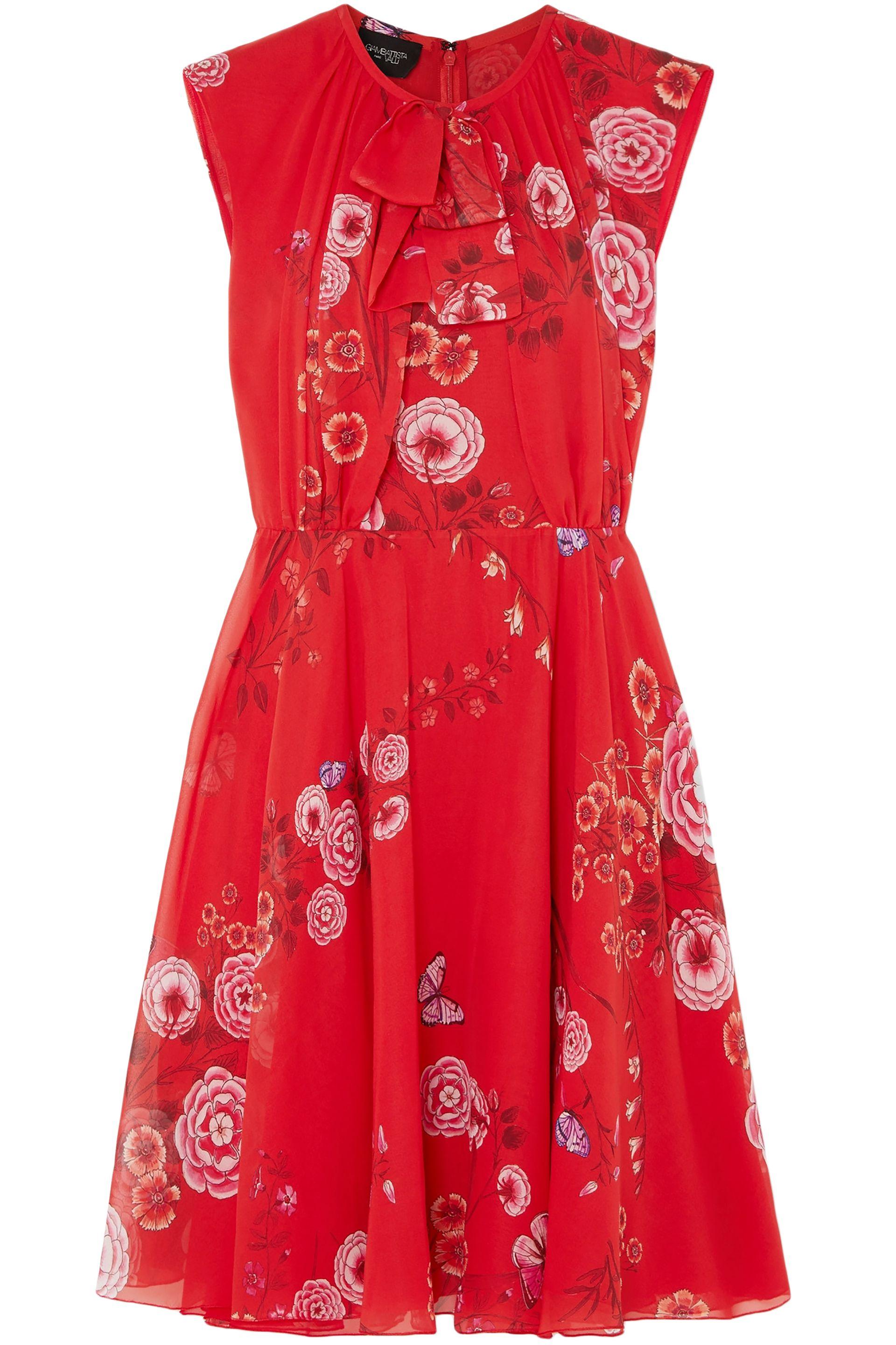 Giambattista Valli Floral-print Silk-georgette Mini Dress Red - Save 50 ...