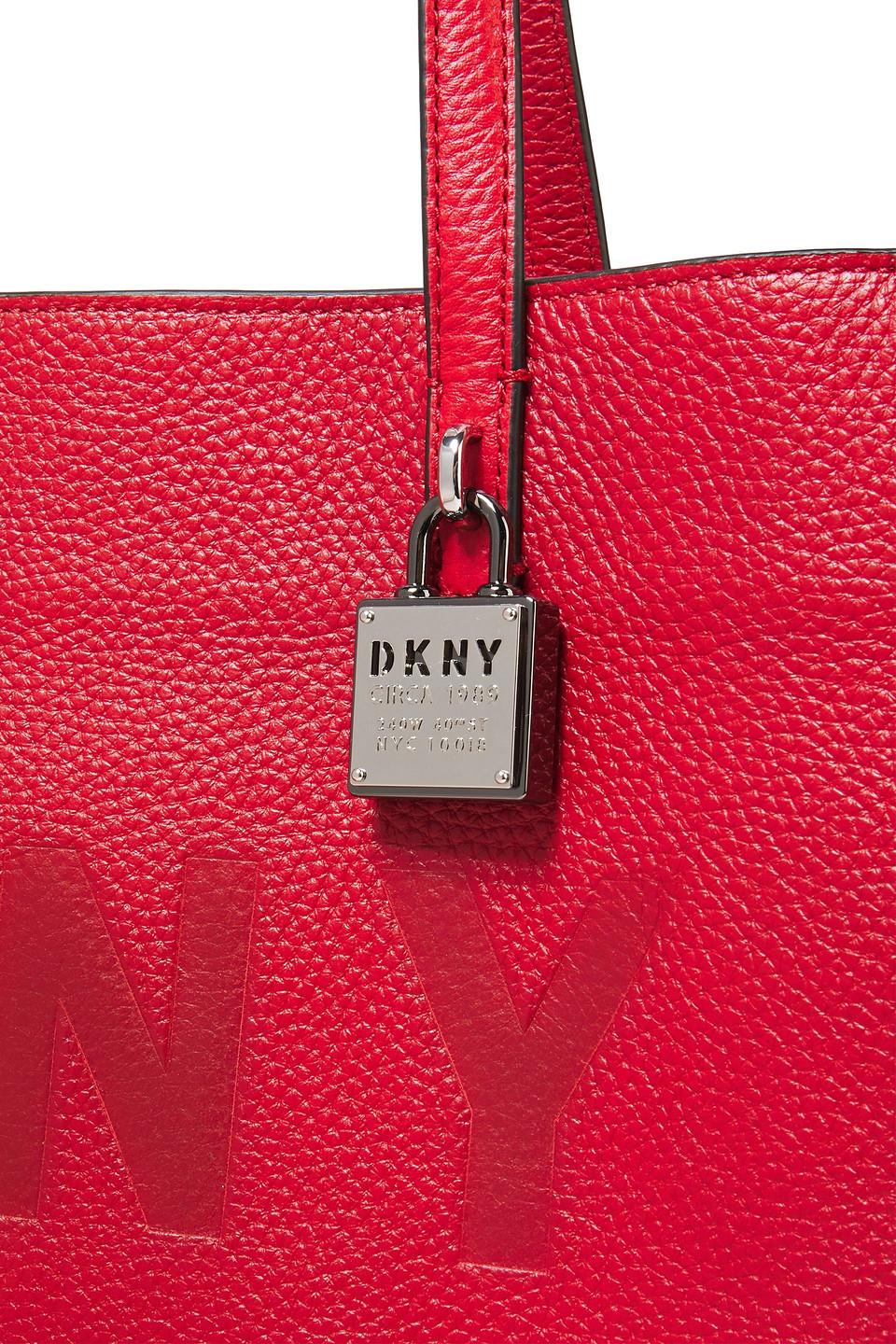 DKNY Commuter Medium Logo-embossed Pebbled-leather Tote Größe in Red | Lyst