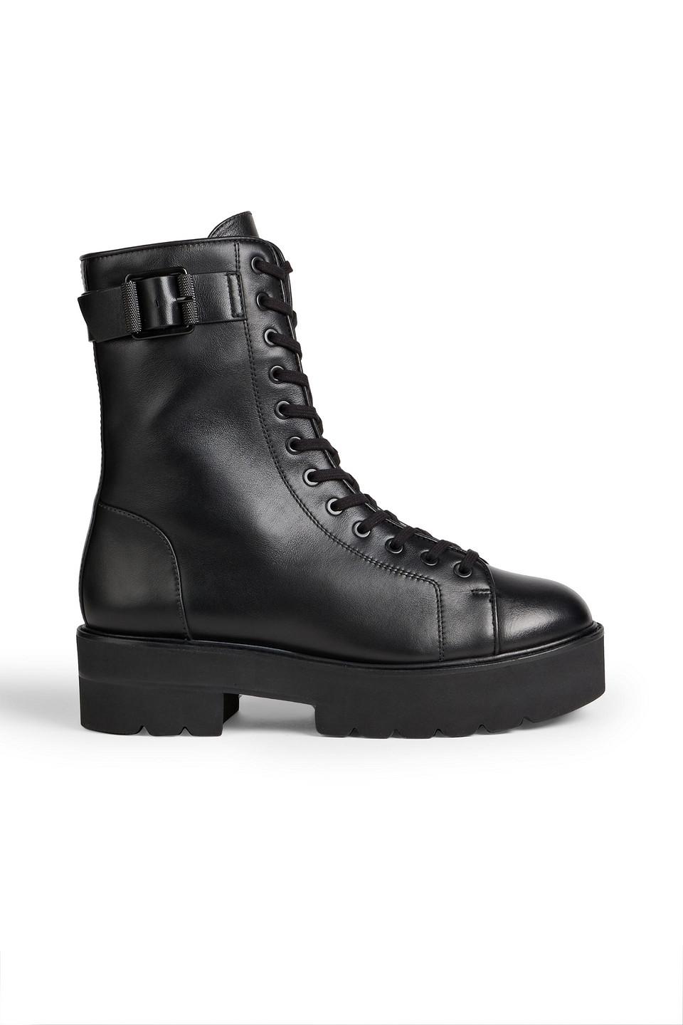 Stuart Weitzman Ryder Ultralift Leather Platform Combat Boots in Black ...