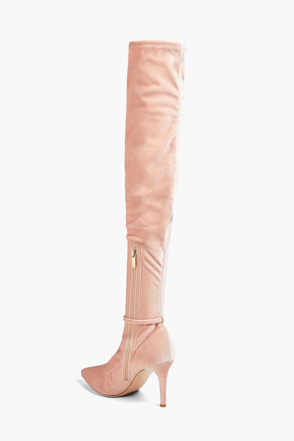 Gianvito Rossi Ribbon Boot 85 Velvet Thigh Boots in White | Lyst