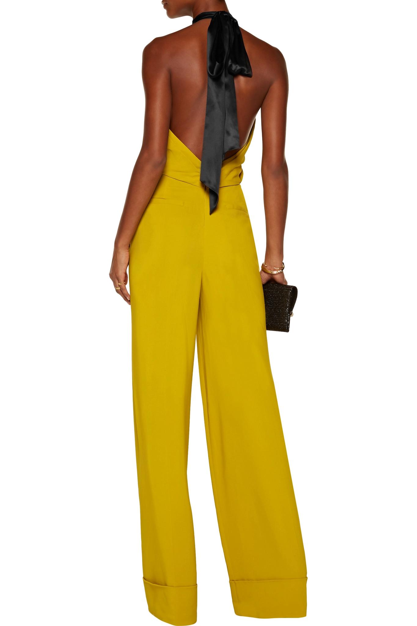 yellow silk jumpsuit