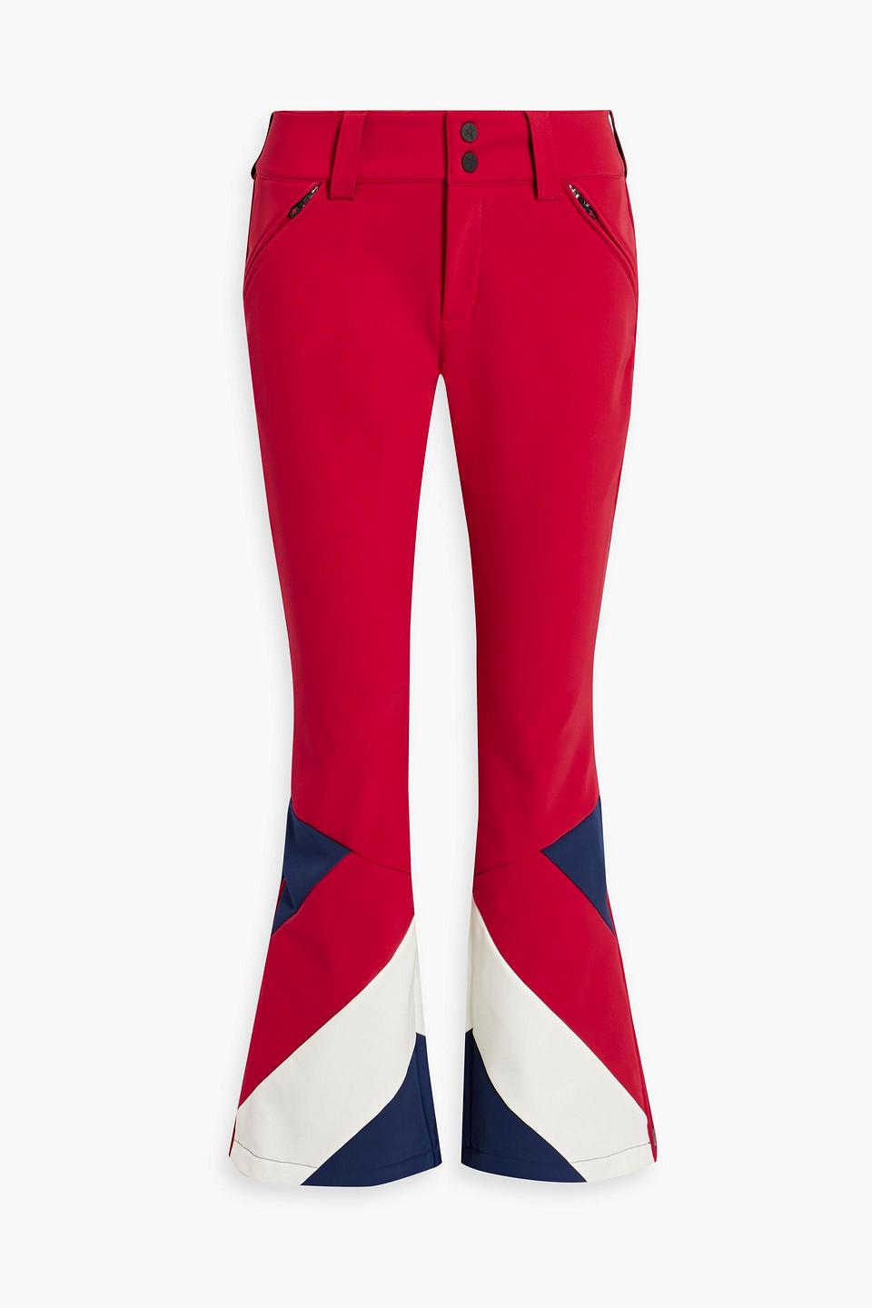 Perfect Moment Bootcut Striped Ski Pants in Red