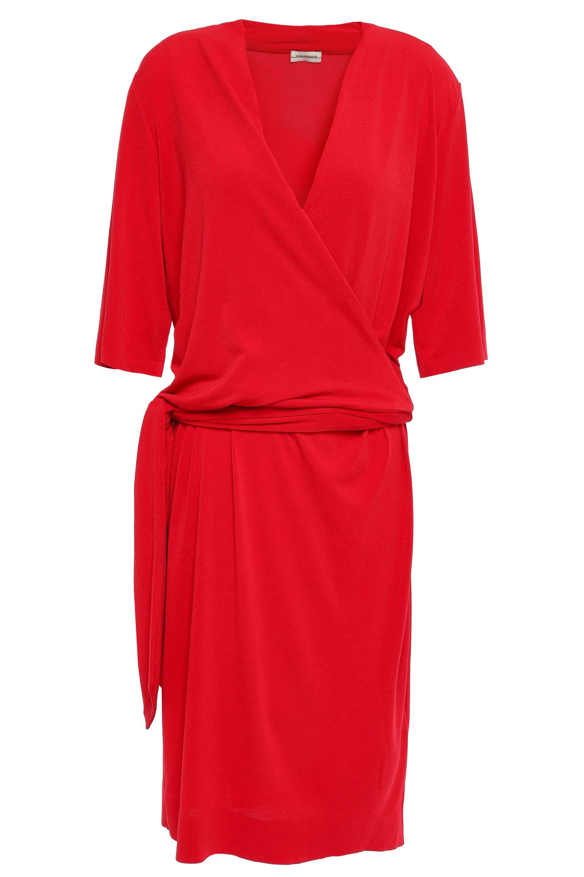 By Malene Birger Qizi Wrap-effect Stretch-crepe Dress Crimson in Red | Lyst  Canada