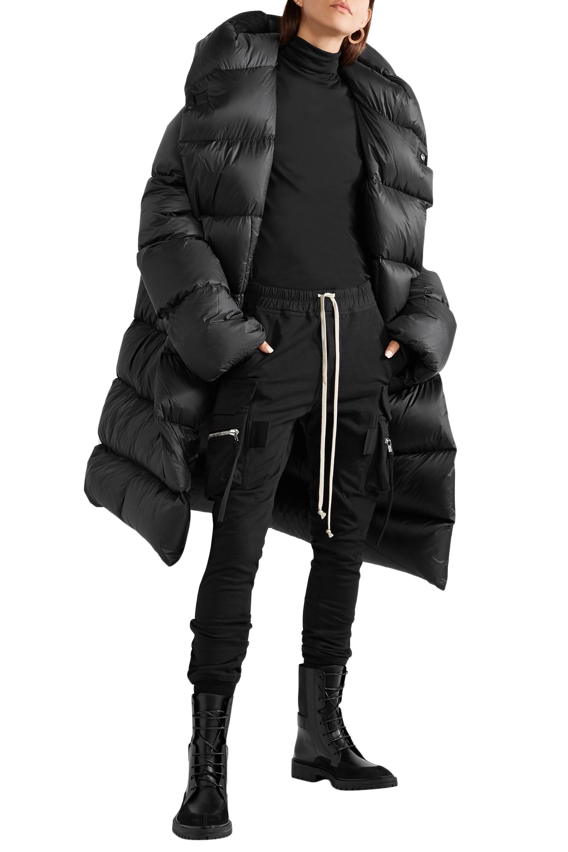 Rick Owens Goose Oversized Hooded Quilted Shell Down Coat in Black - Lyst