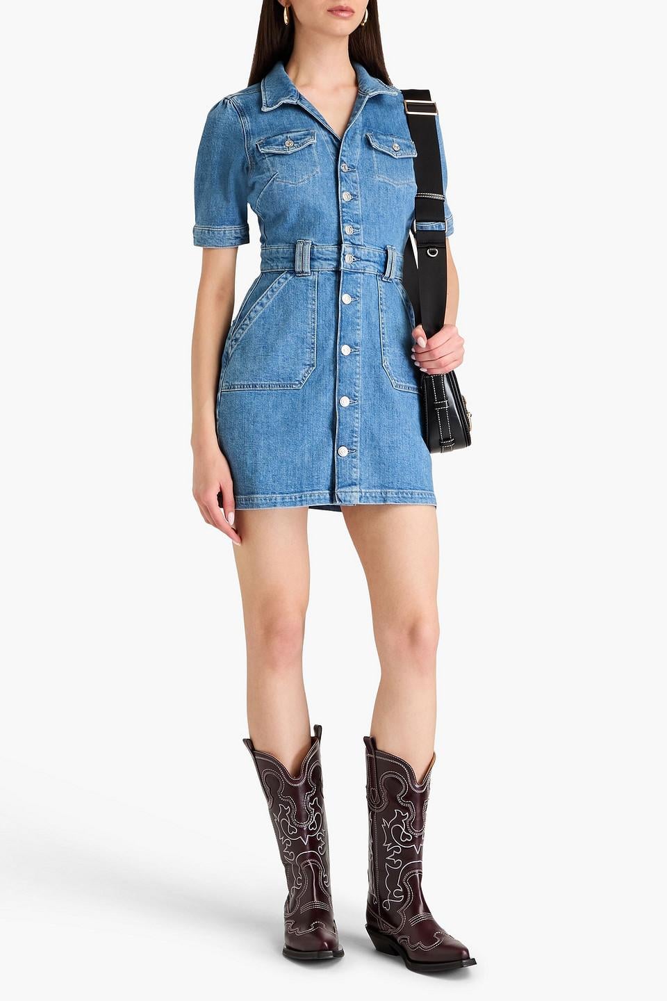 paige denim shirt dress Veronica Beard Women's Paige Mini Shirtdress - Sea Glare