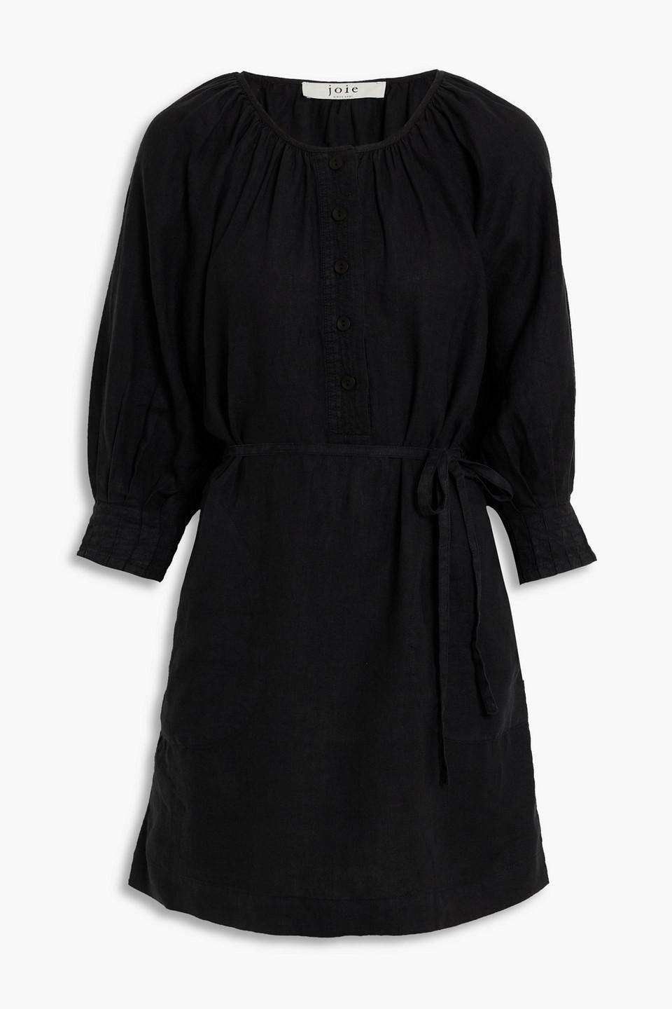 Joie Landra Gathered Linen Mini Dress in Black Lyst