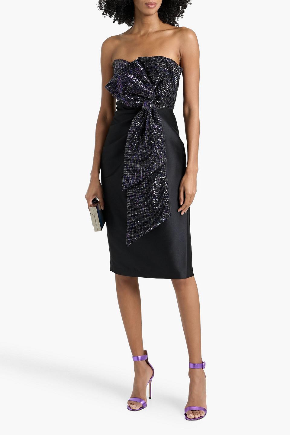 badgley mischka black sequin dress Black Sequin Mock Neck Mermaid Gown by Badgley Mischka main image 1
