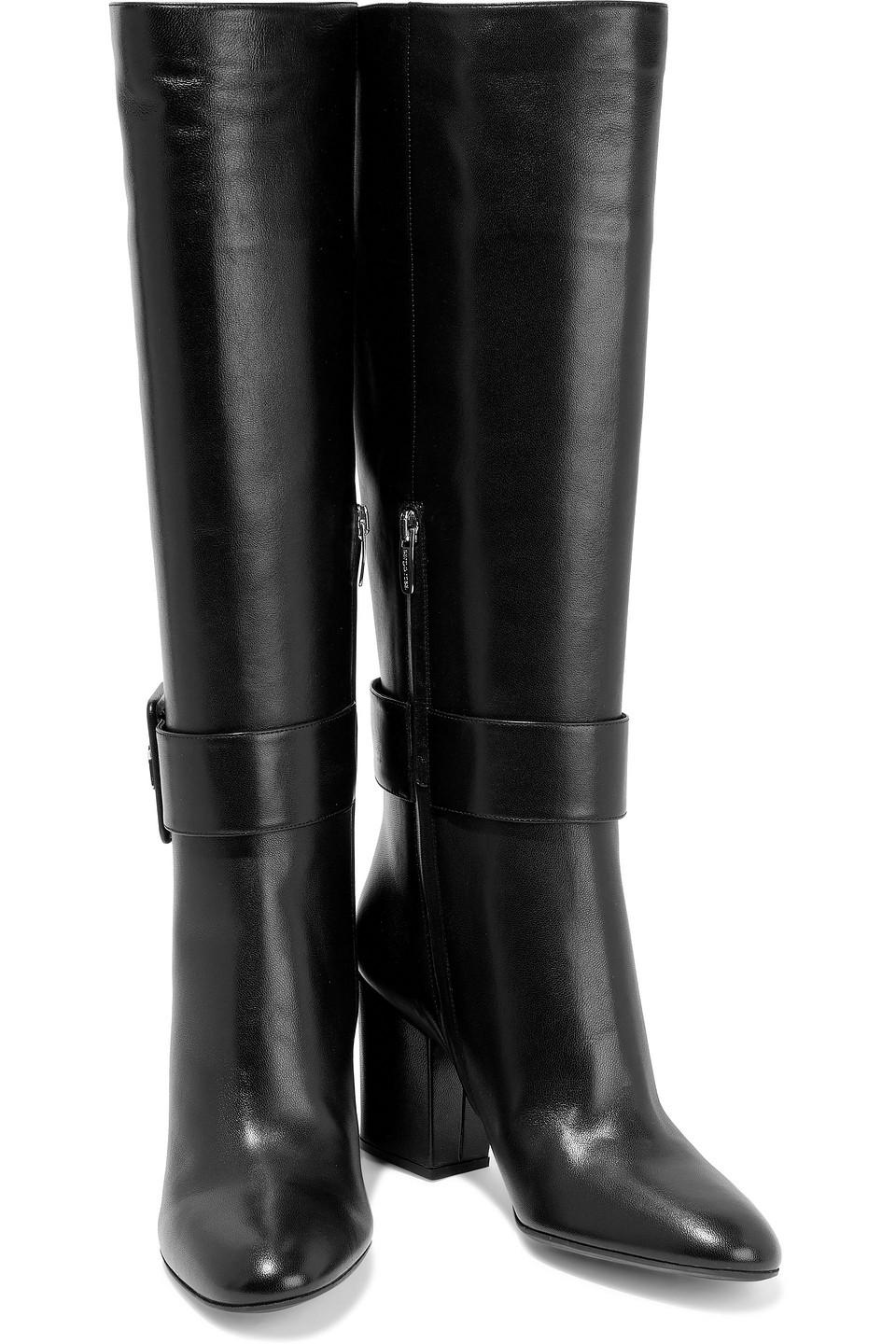 Sergio Rossi Sr Mia 75 Buckled Leather Knee Boots in Black - Lyst