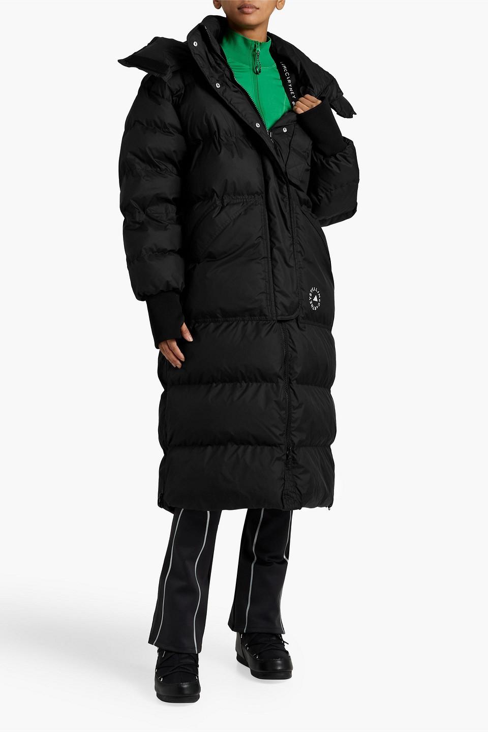 adidas By Stella McCartney Quilted Shell Hooded Coat in Black | Lyst