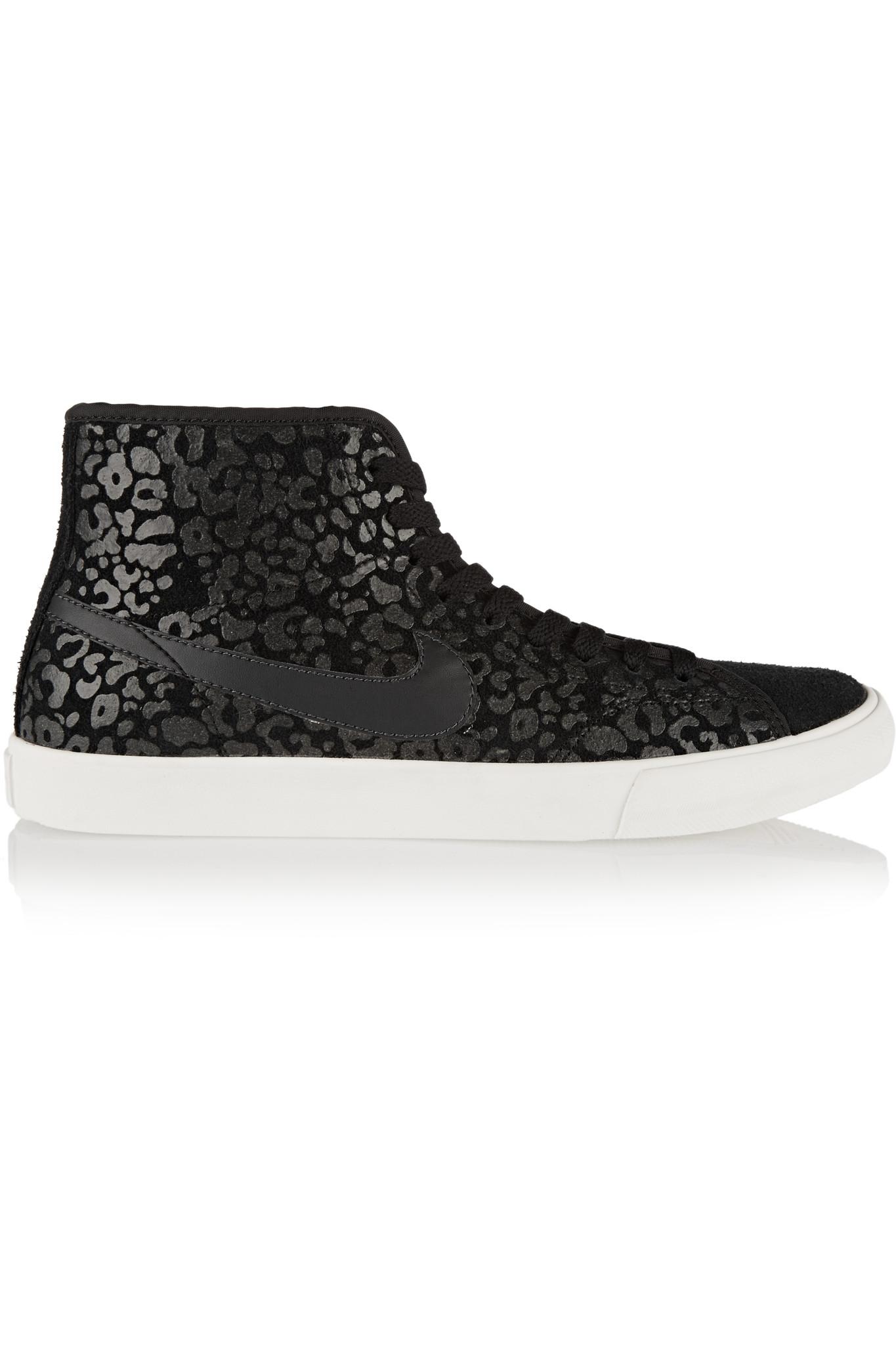 Nike Primo Court Leopard-print Suede High-top Sneakers in Black | Lyst