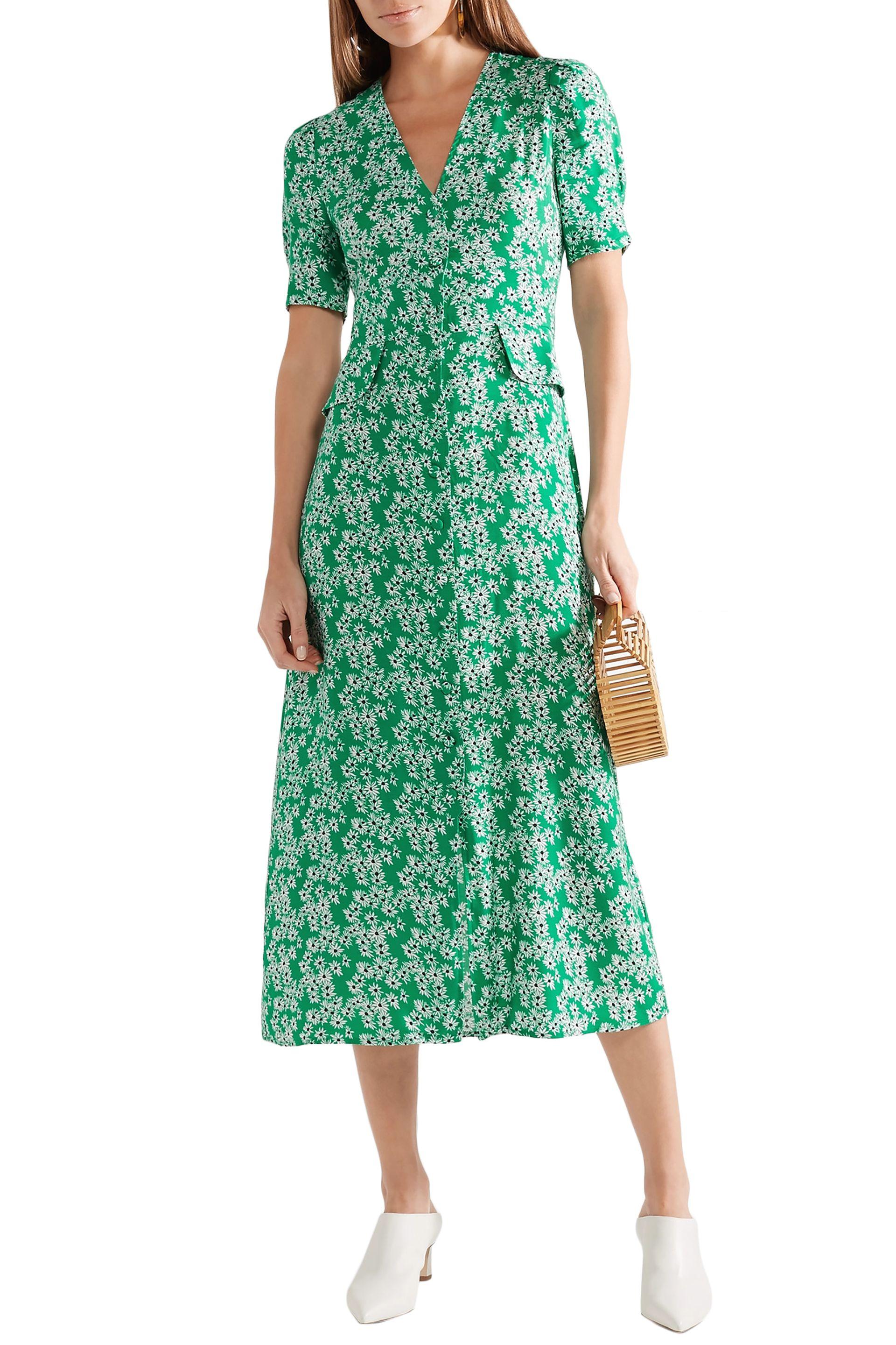 Satin-crepe Midi Dress Green 