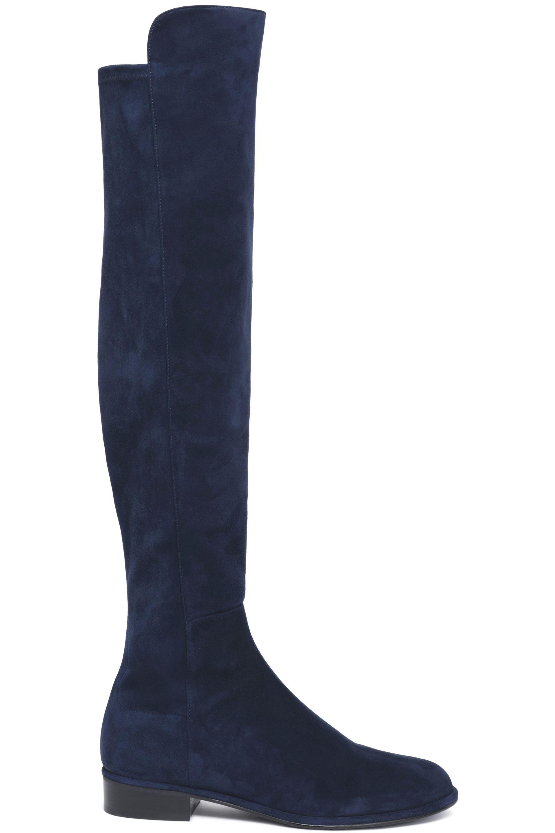 thigh high blue suede boots