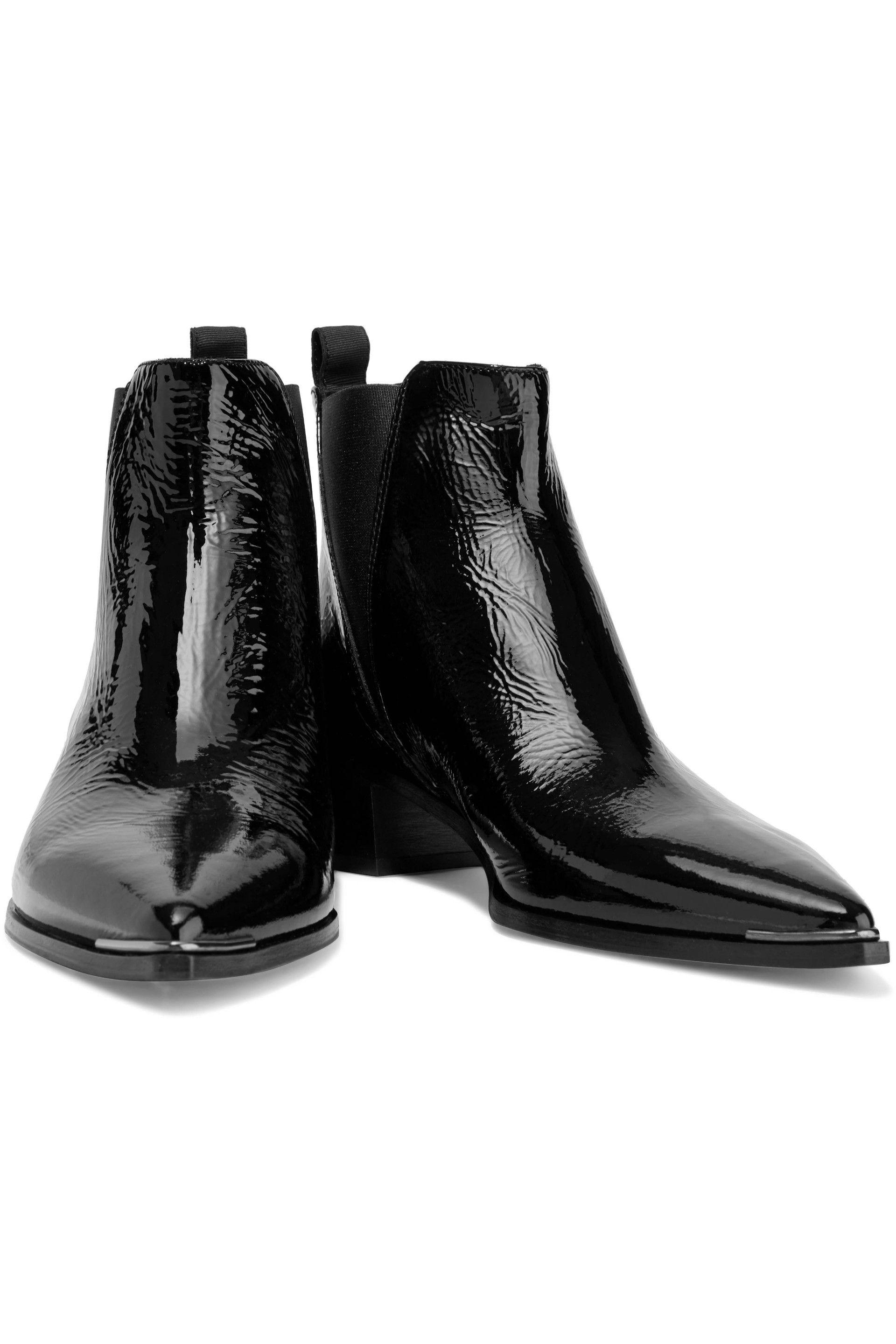 acne patent ankle boots black