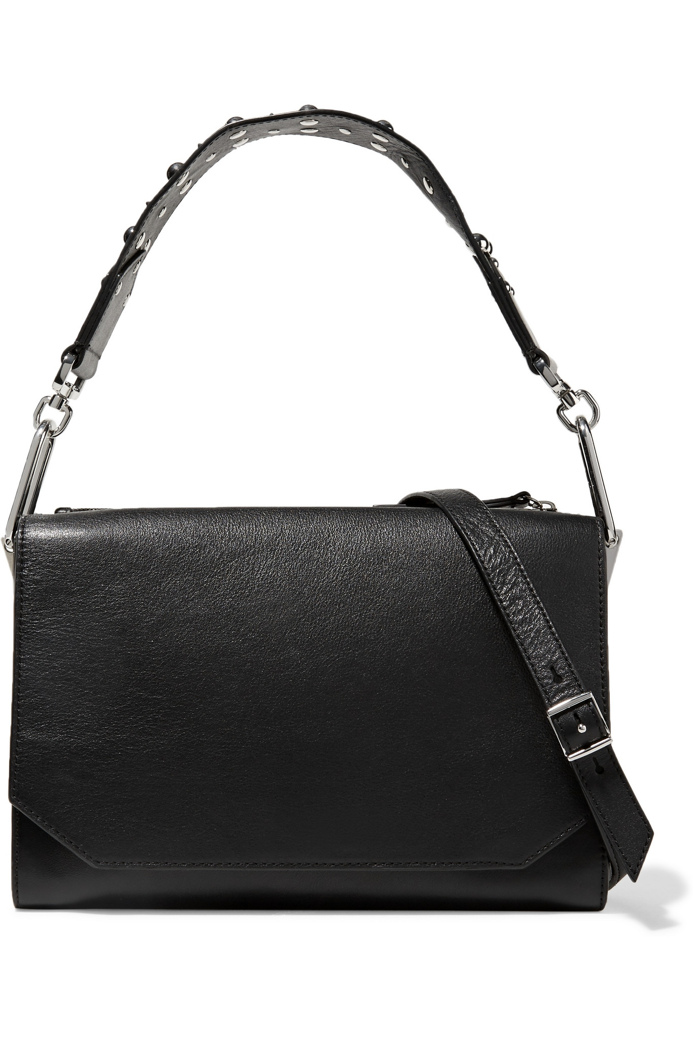 McQ Studded Leather Shoulder Bag in Black - Lyst