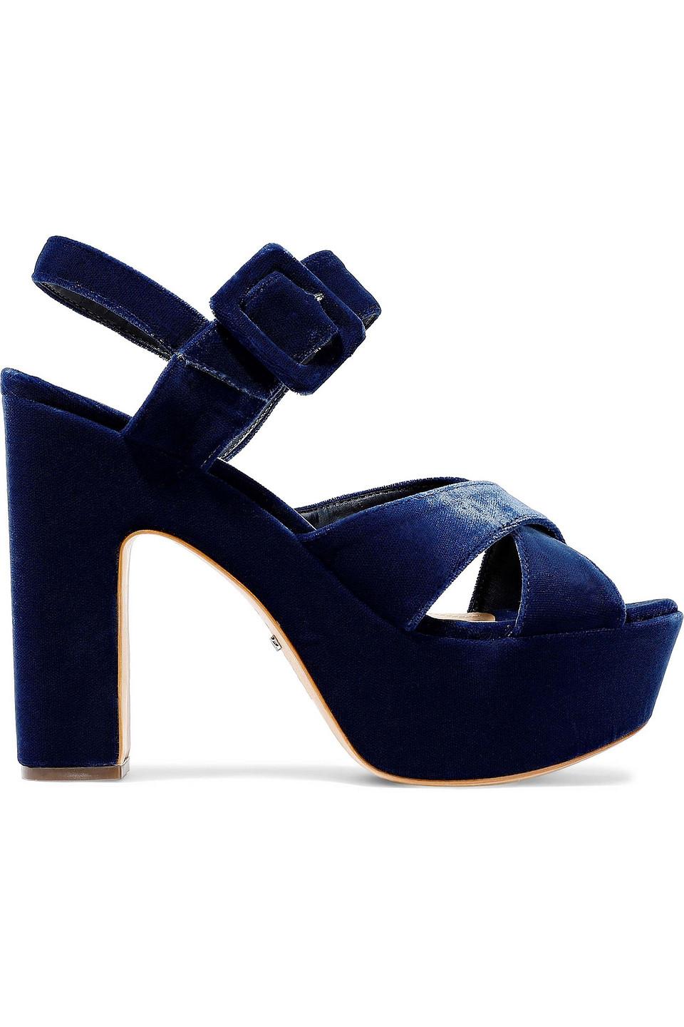 navy blue platform sandals