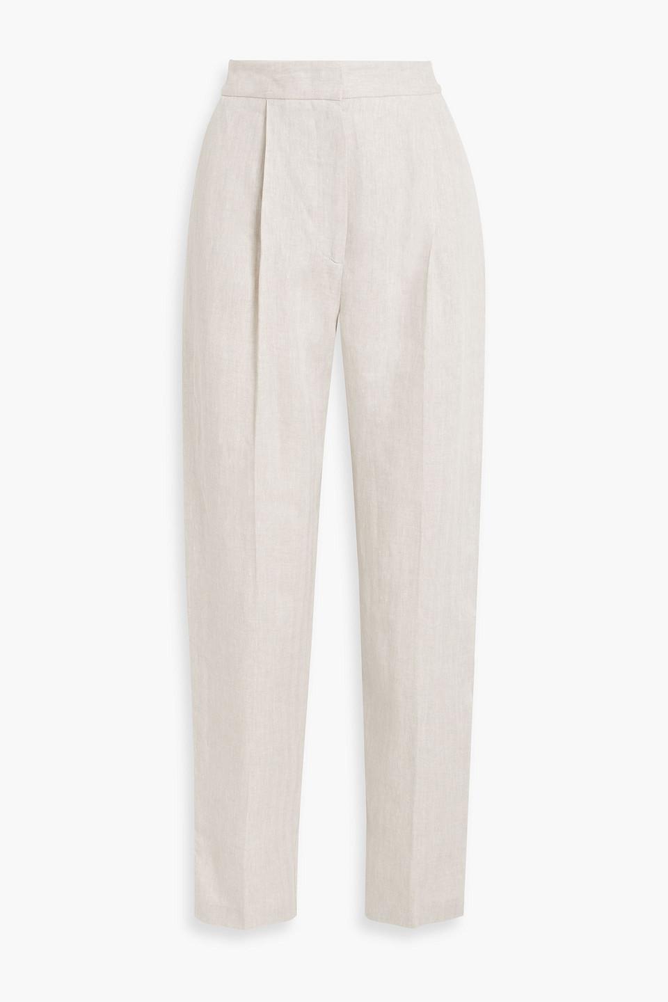 Iris & Ink Lilah Herringbone Linen Tapered Pants in White | Lyst Canada