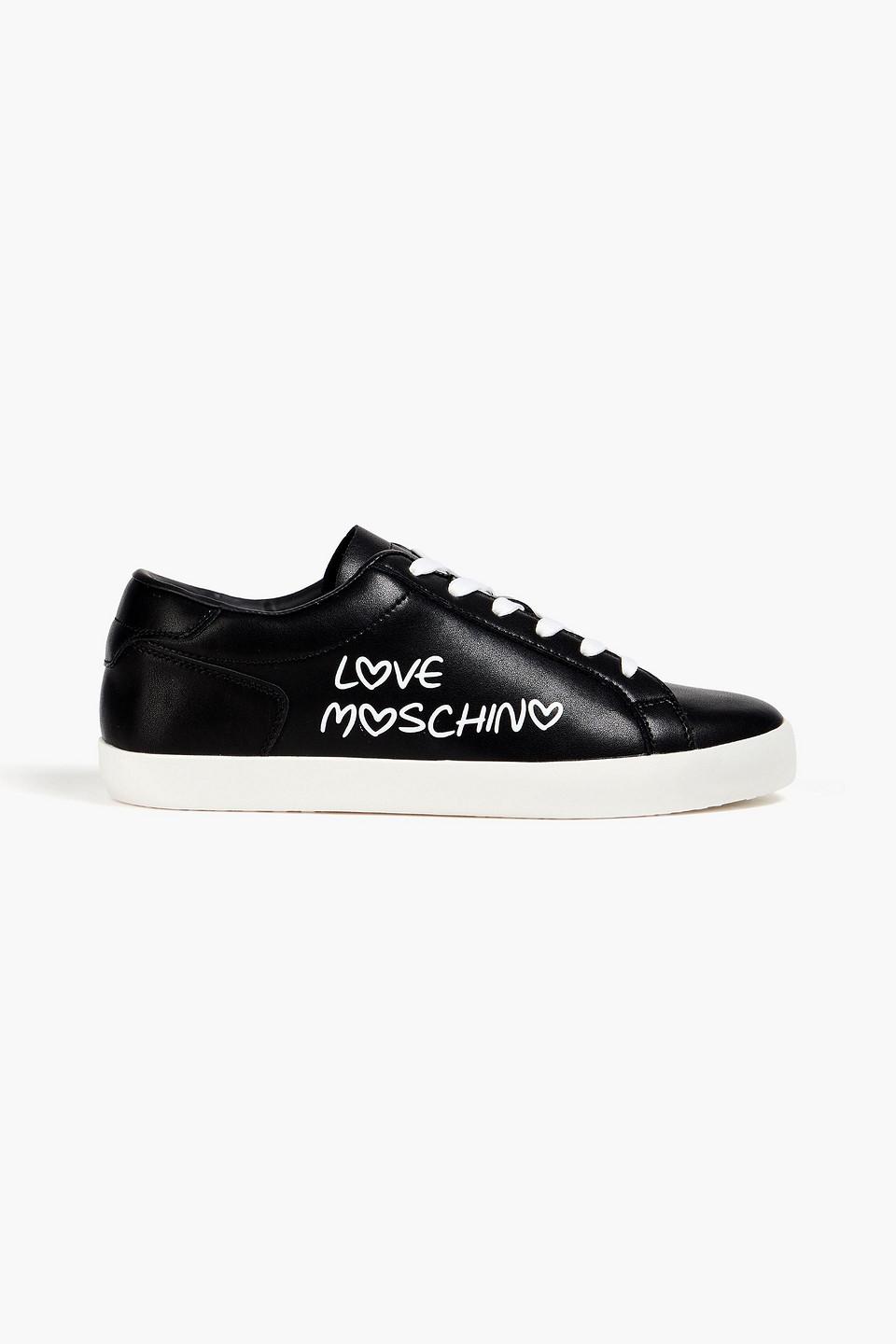 Love Moschino Printed Leather Sneakers in Black Lyst UK