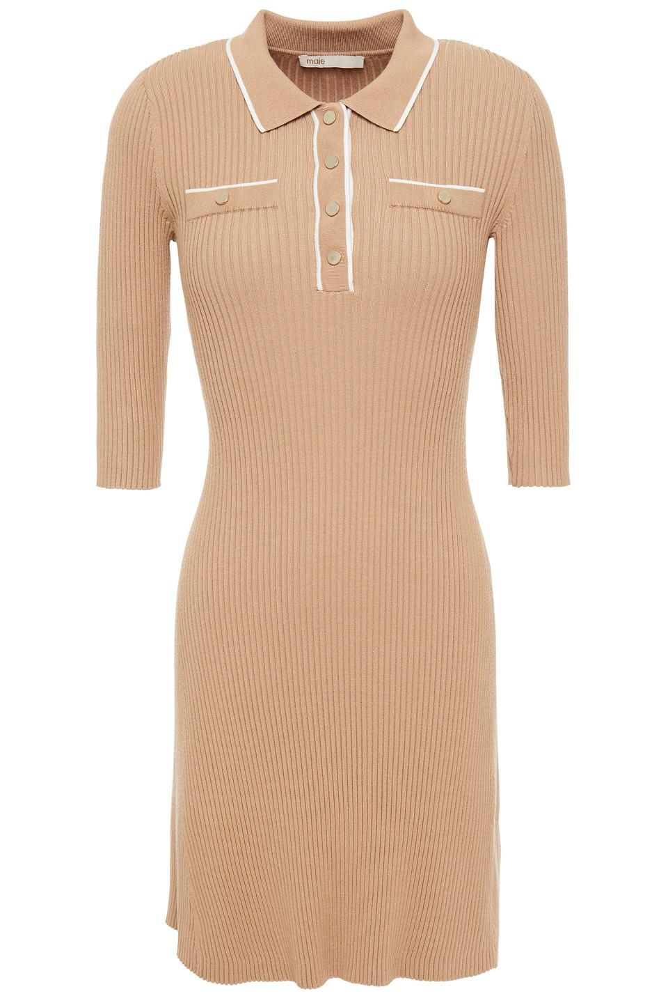Maje Synthetic Relly Ribbed-knit Mini 