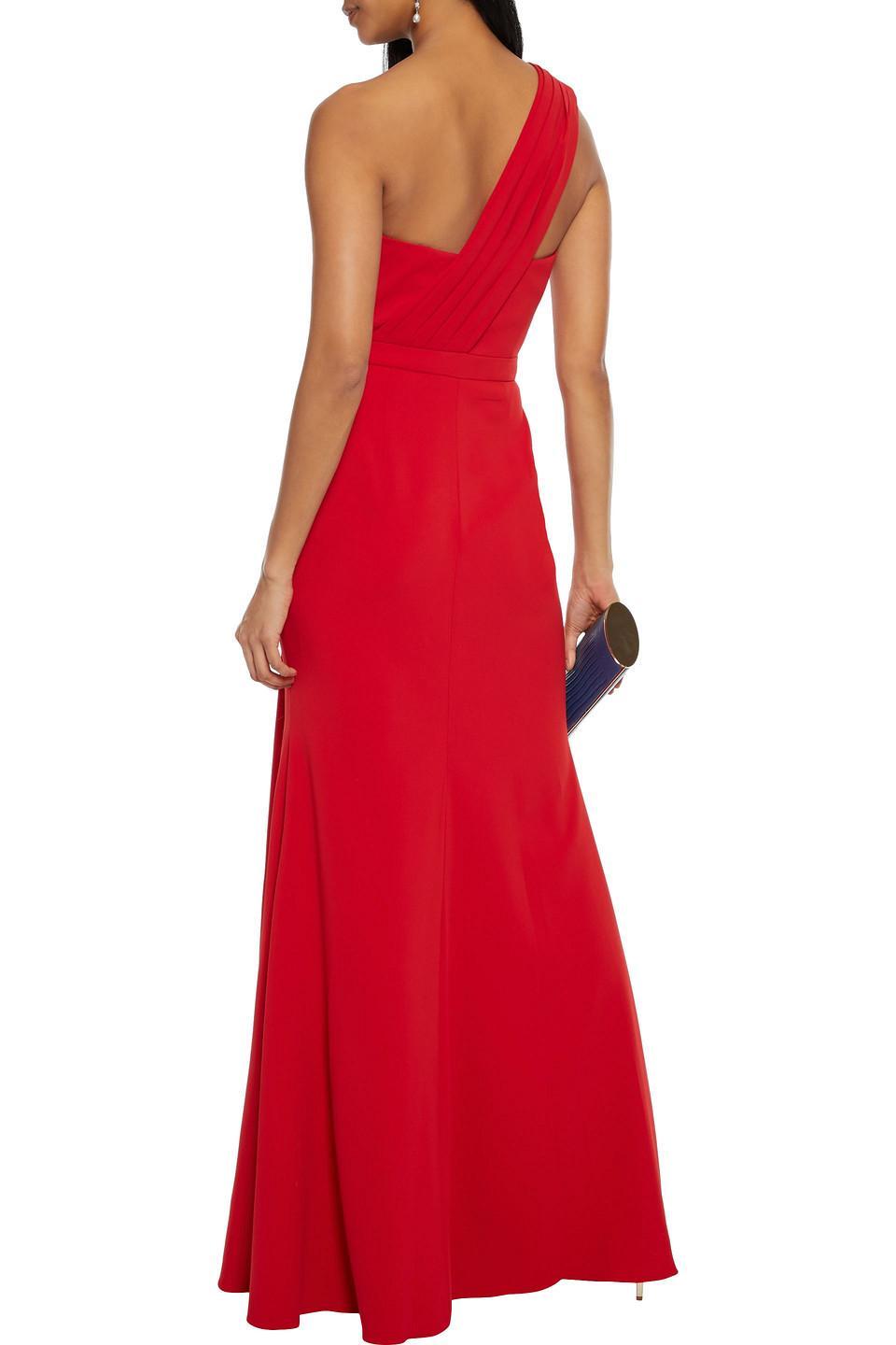 One-shoulder Pleated Stretch-crepe Gown 
