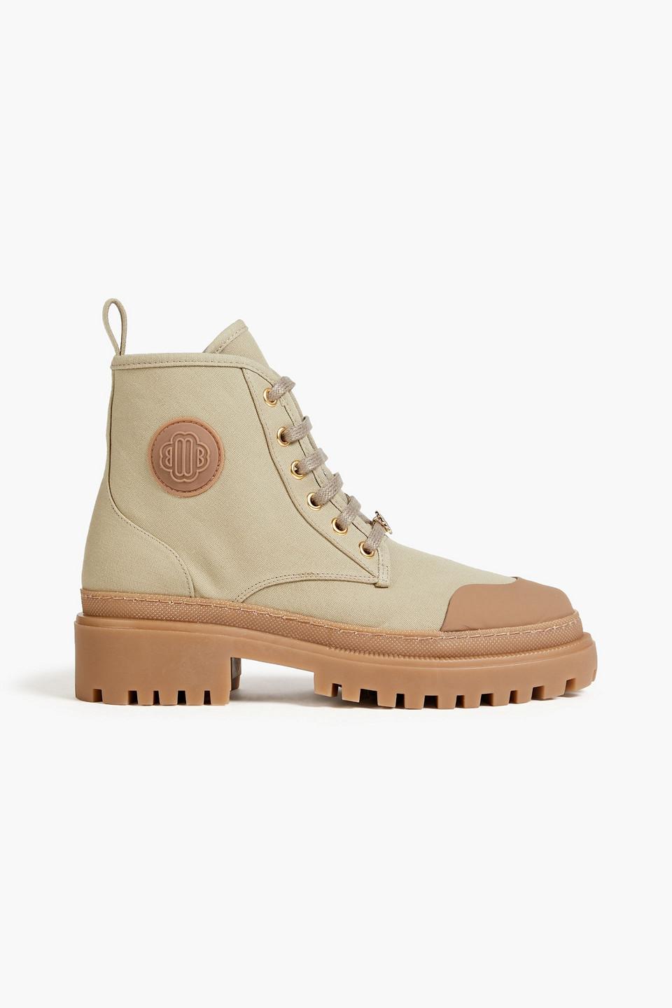 Maje Cotton canvas Combat Boots in Natural Lyst UK