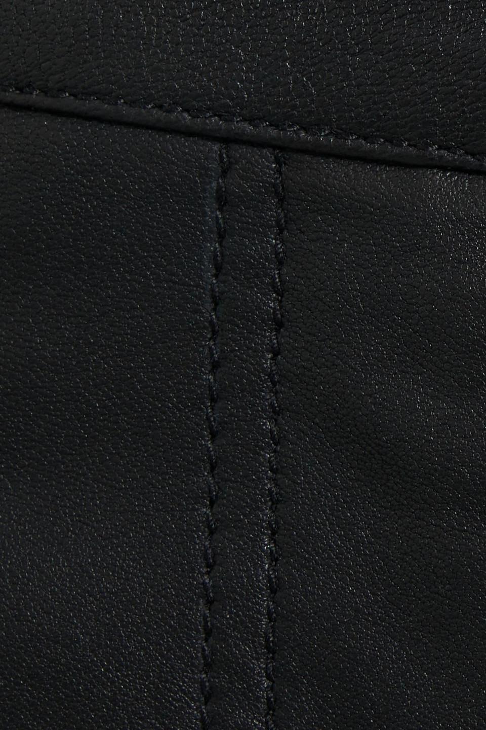 FRAME Pleated Leather Shorts in Black 