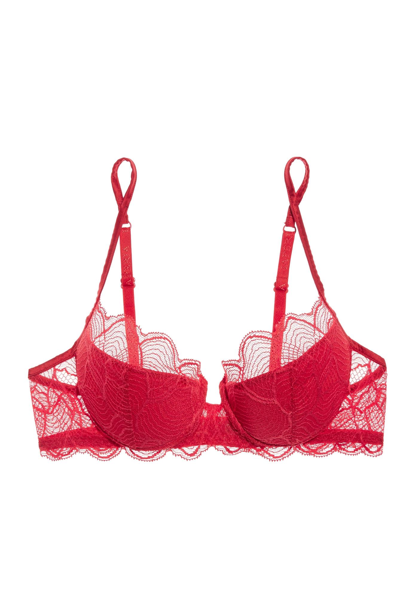 La perla Iris Lace Bra in Red Lyst