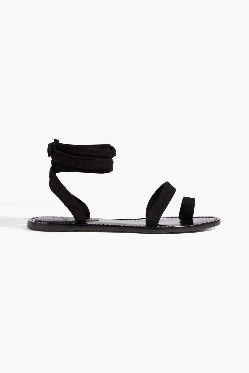 Porte & Paire Suede Sandals in Black | Lyst
